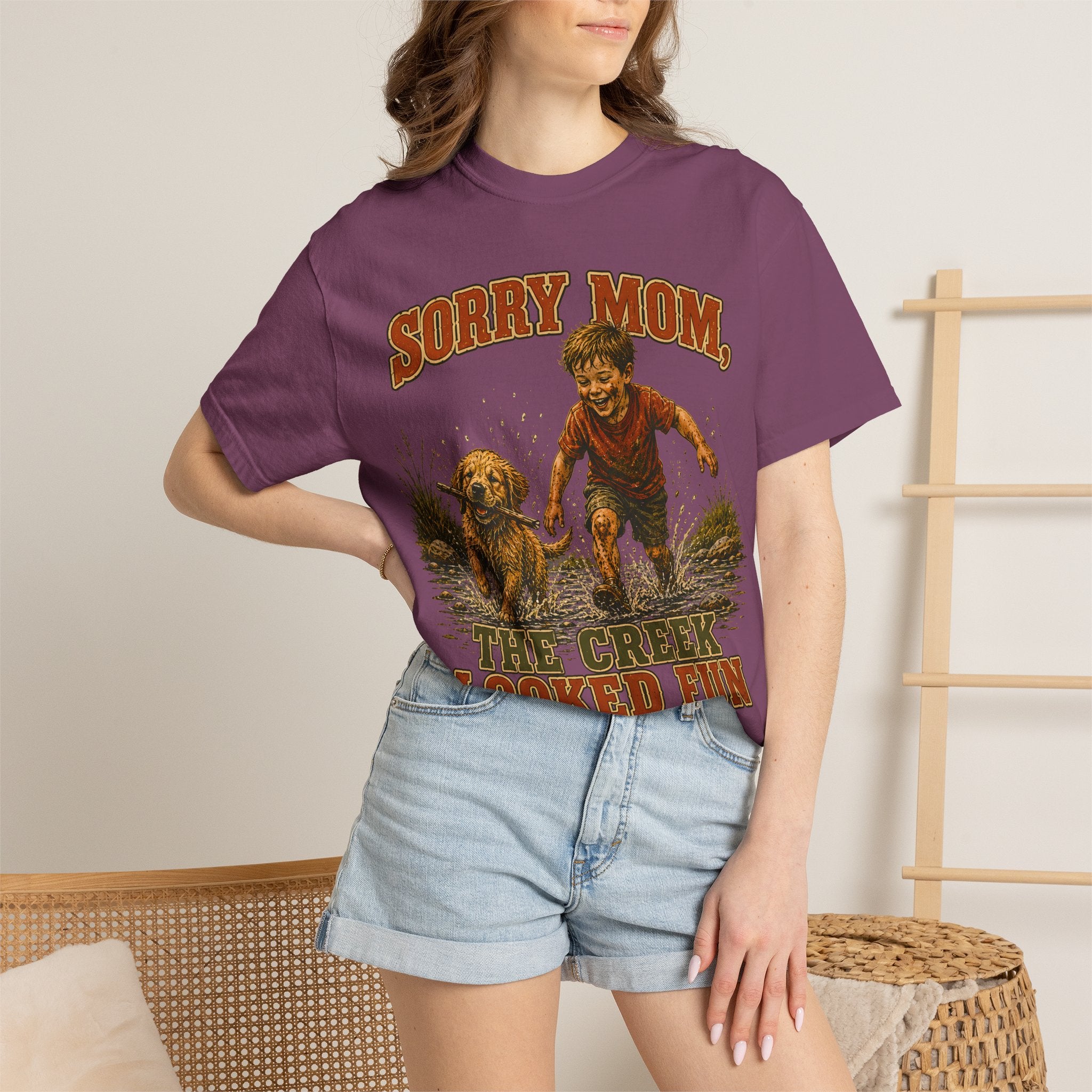 Sorry Mom The Creek Looked Fun — Vintage Camping Humor Tee