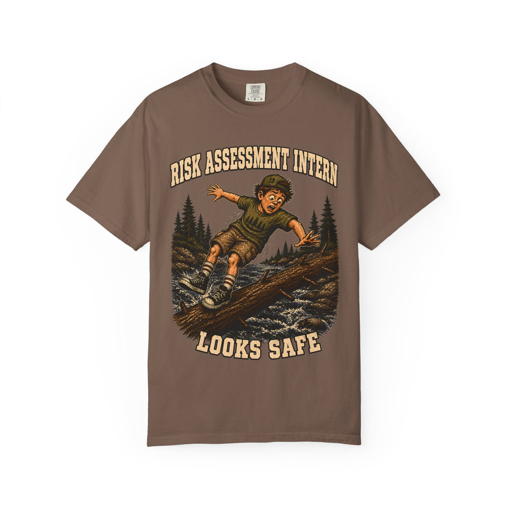 Risk Assessment Intern Looks Safe — Funny Camping Humor Tee