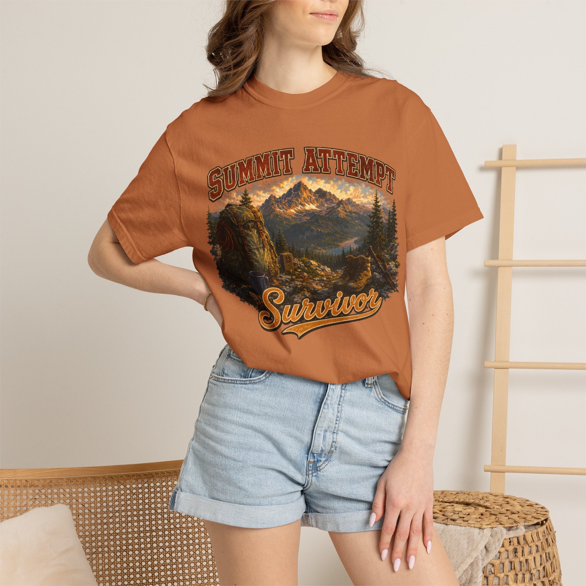 Summit Attempt Survivor Mostly Voluntary — Funny Hiking Tee