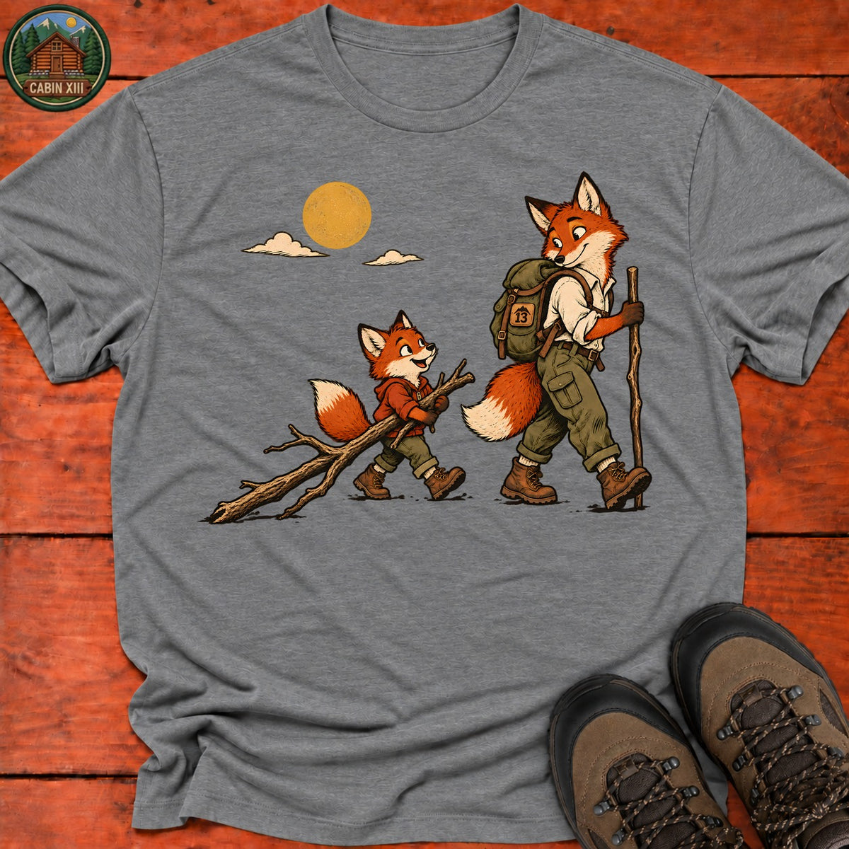 Hiking Foxes T-Shirt — Graphite Heather