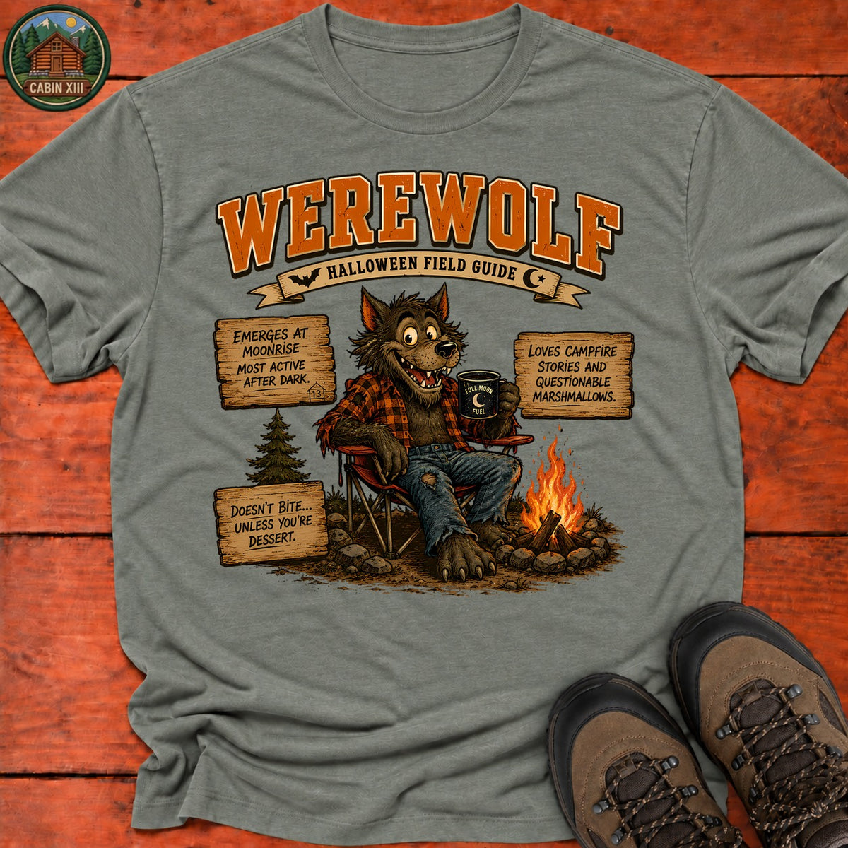 Werewolf Field Guide T-Shirt — Heather Military Green