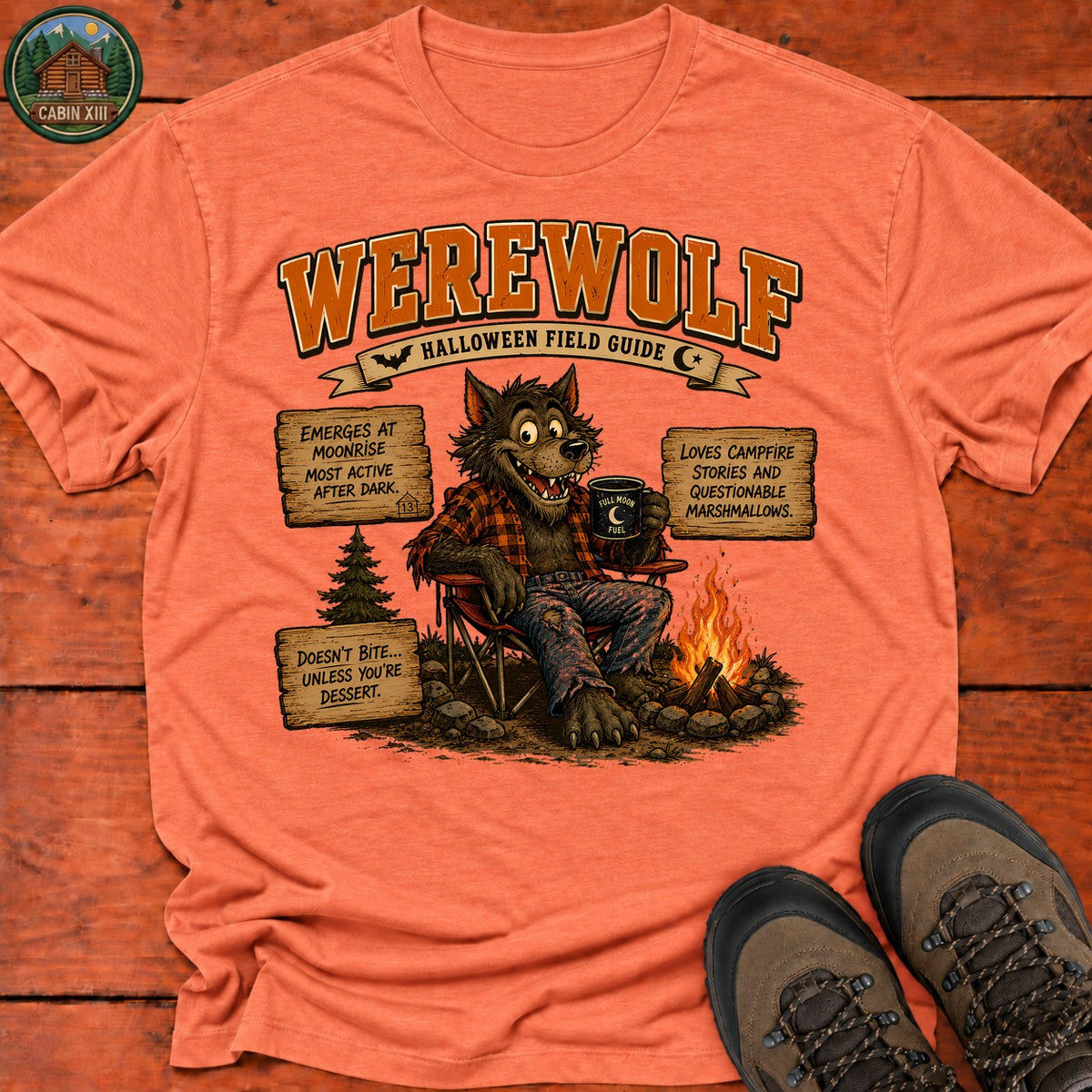 Werewolf Field Guide T-Shirt — Heather Orange