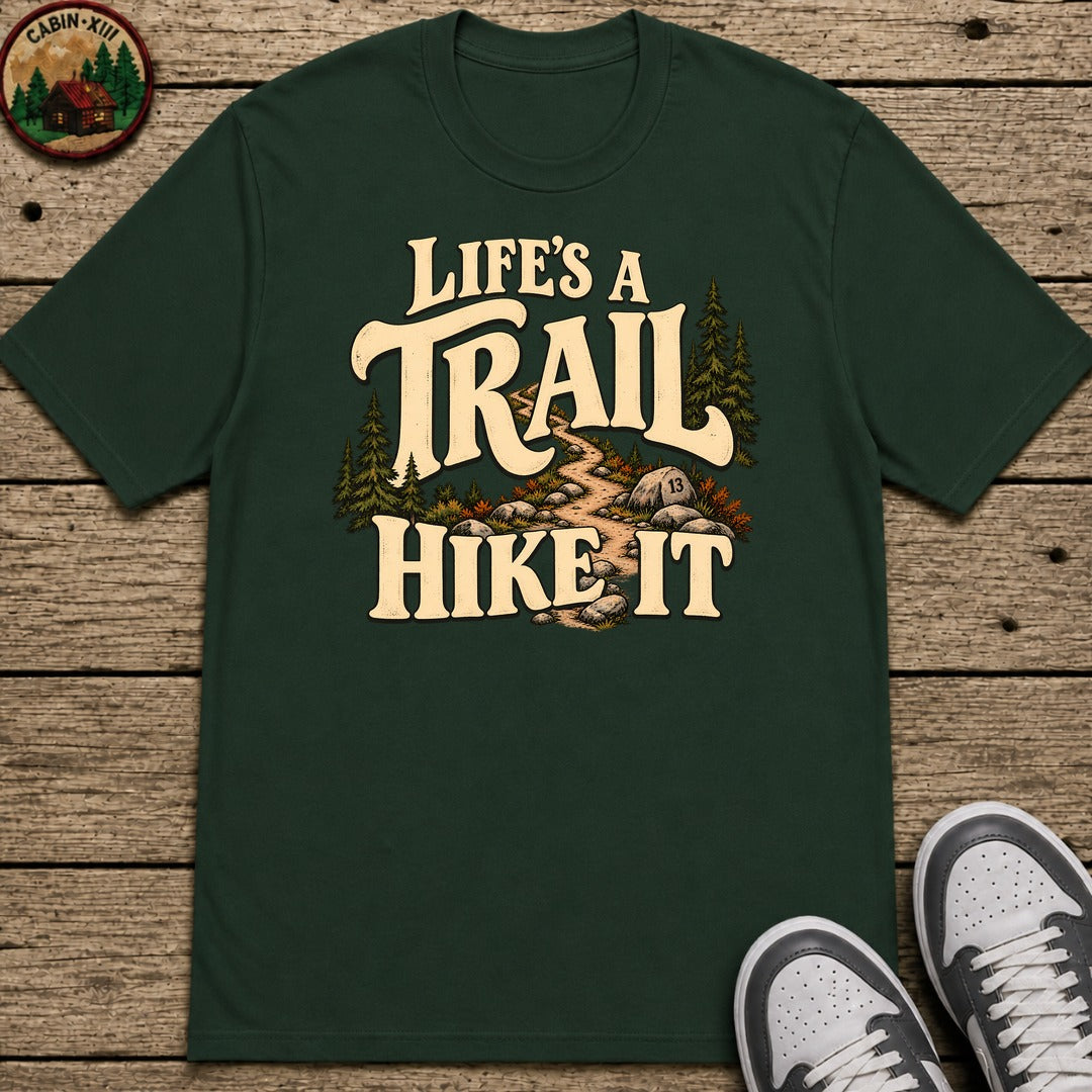 Life's A Trial Hike It V2 Kids T-Shirt — Forest Green