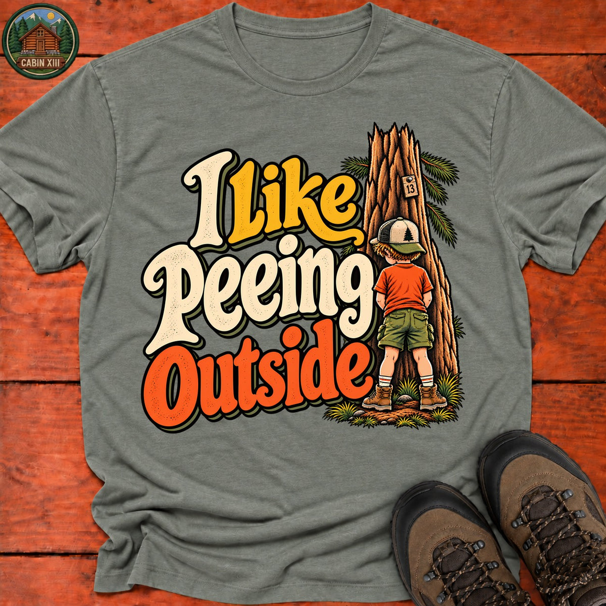 I Like Peeing Outside V2 T-Shirt — Heather Military Green