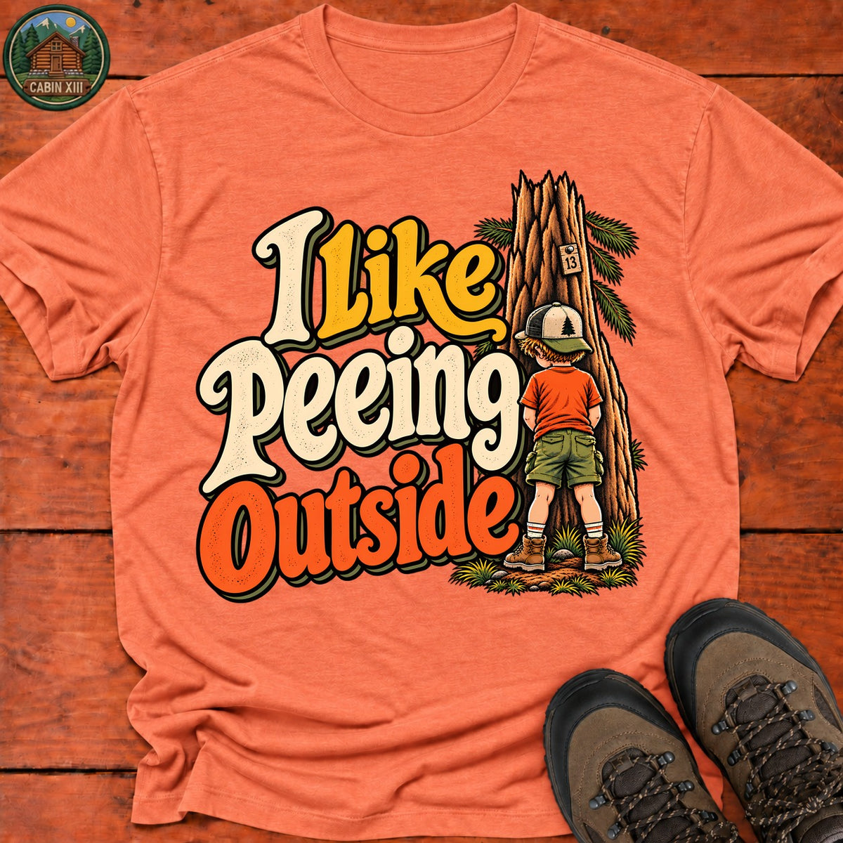 I Like Peeing Outside V2 T-Shirt — Heather Orange