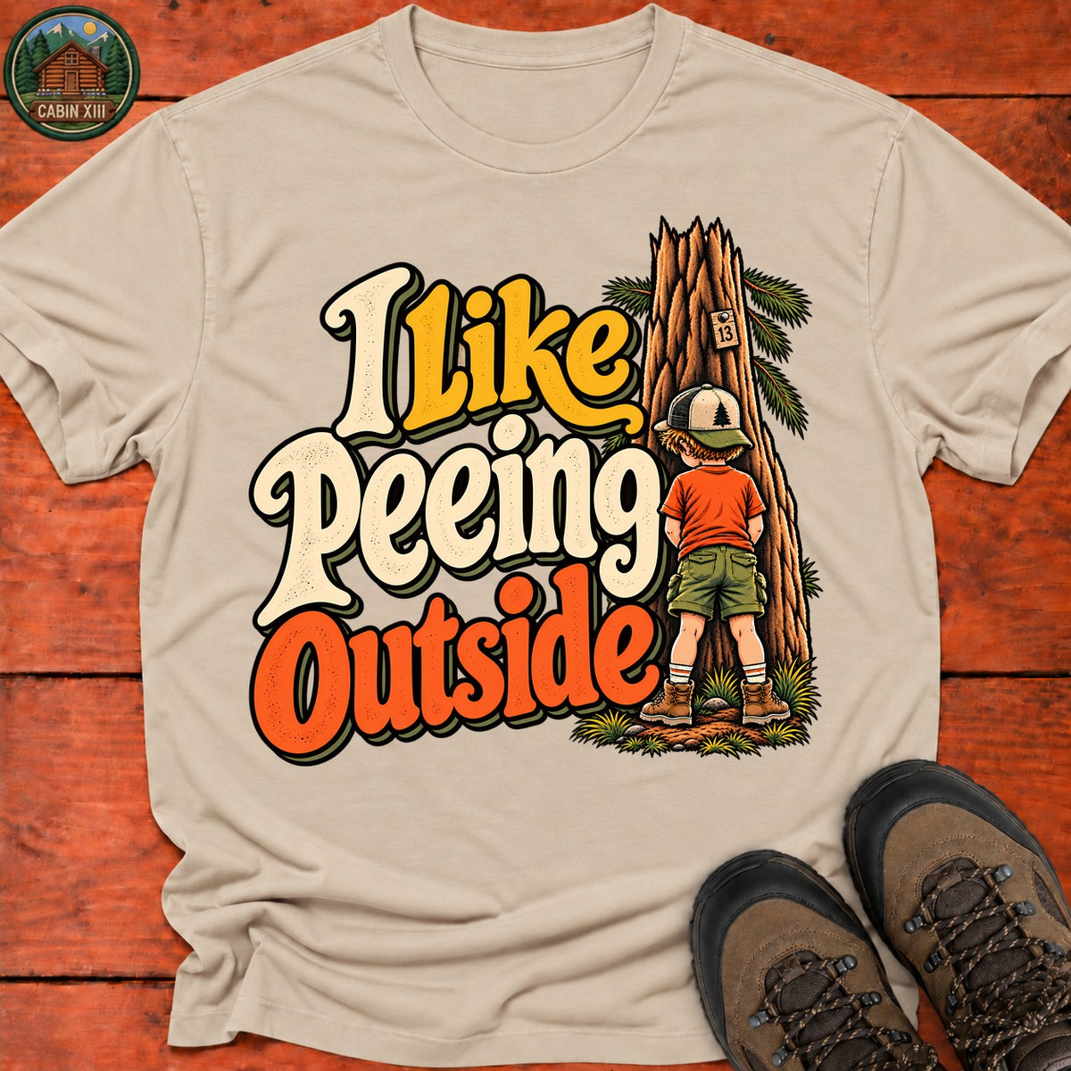 I Like Peeing Outside V2 T-Shirt — Sand