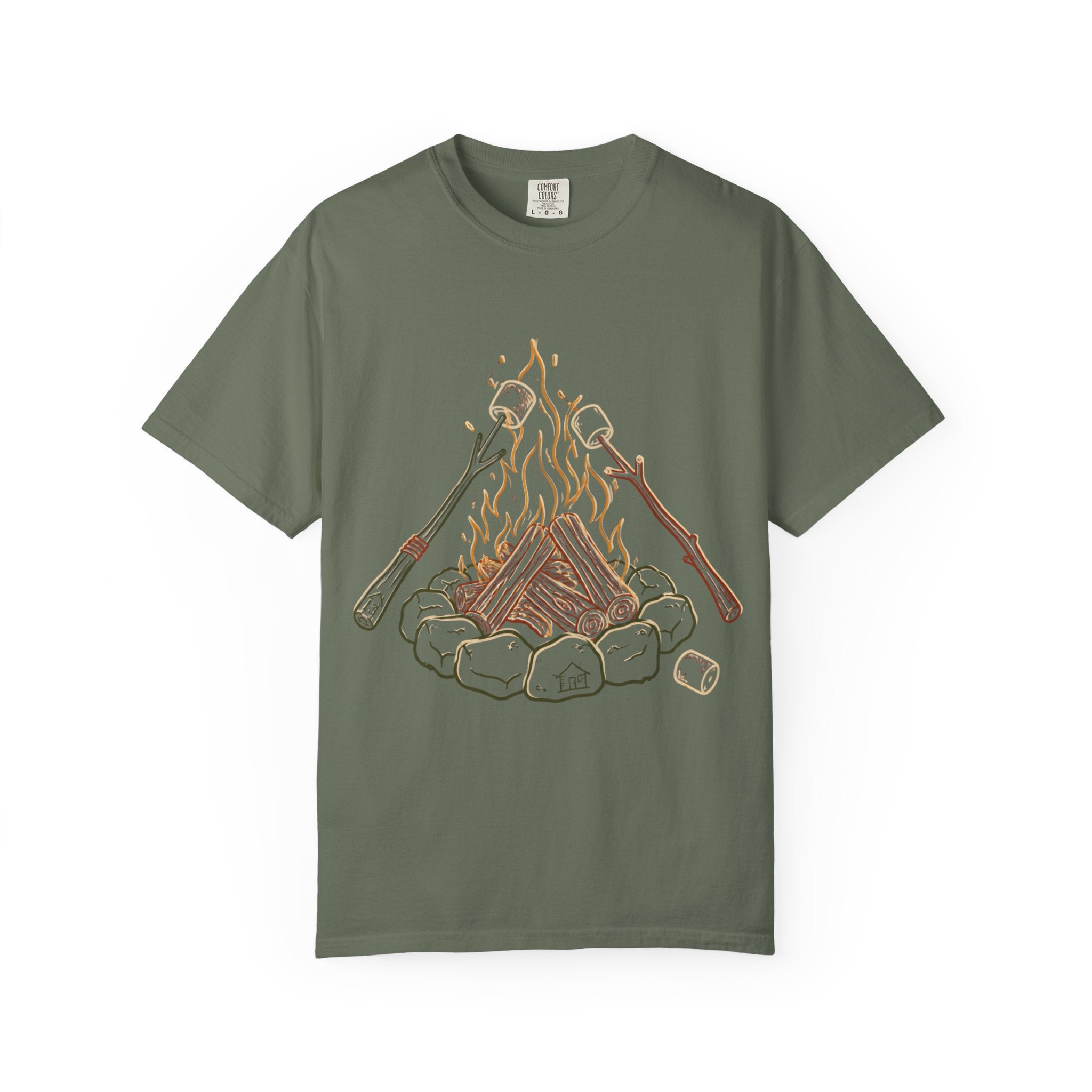 Roasing Marshmallows Line Art T-Shirt