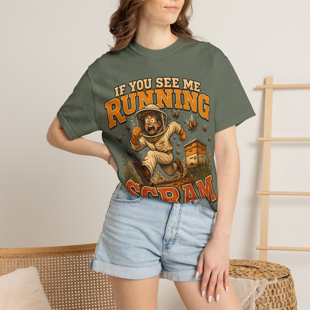 If You See Me Running Scram Funny Beekeeping Shirt