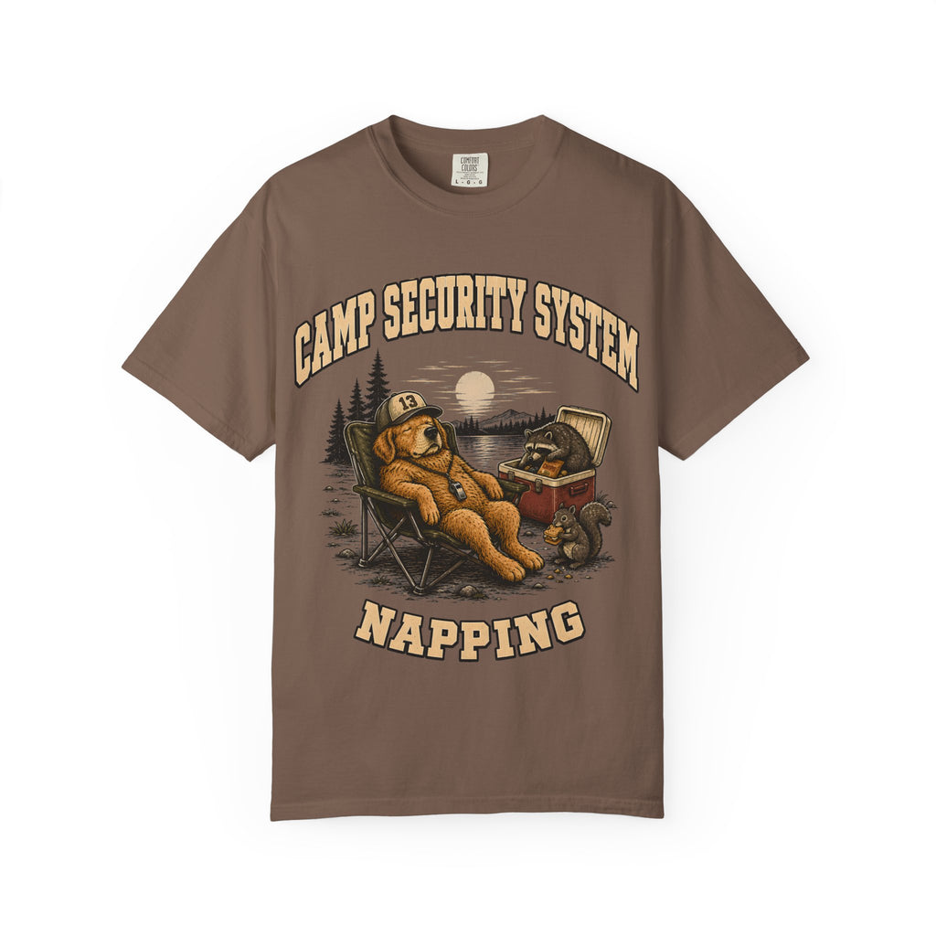 Camp Security System Napping — Funny Camping Dog Tee