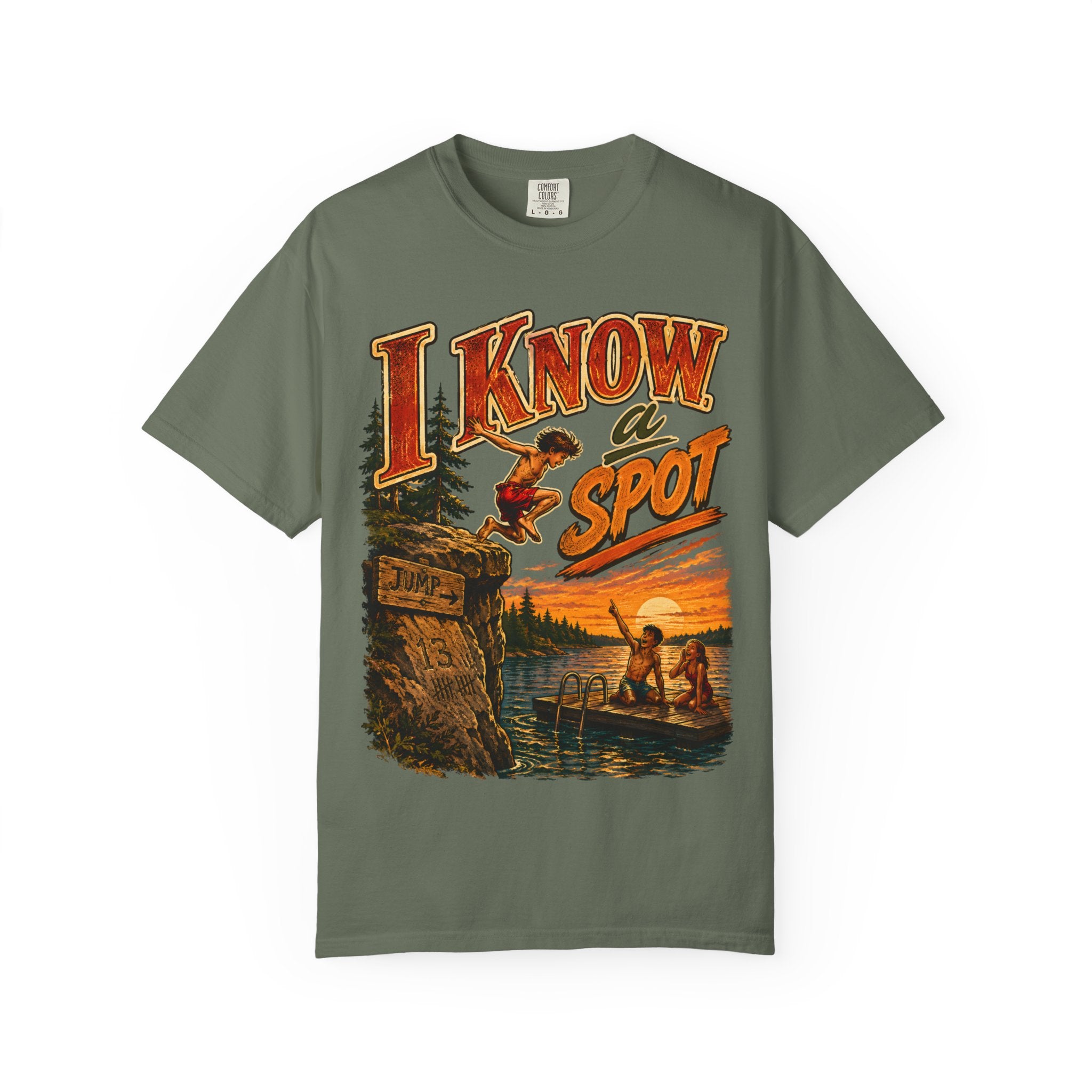 I Know a Spot — Vintage Lake Jumping Summer Camping Tee
