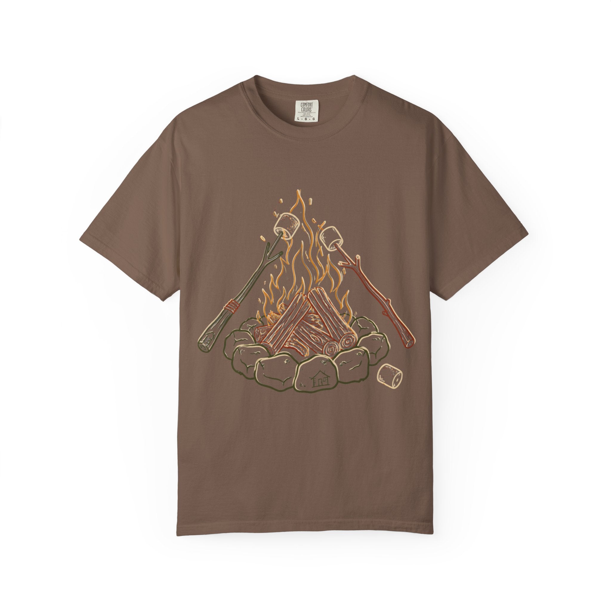 Roasing Marshmallows Line Art T-Shirt