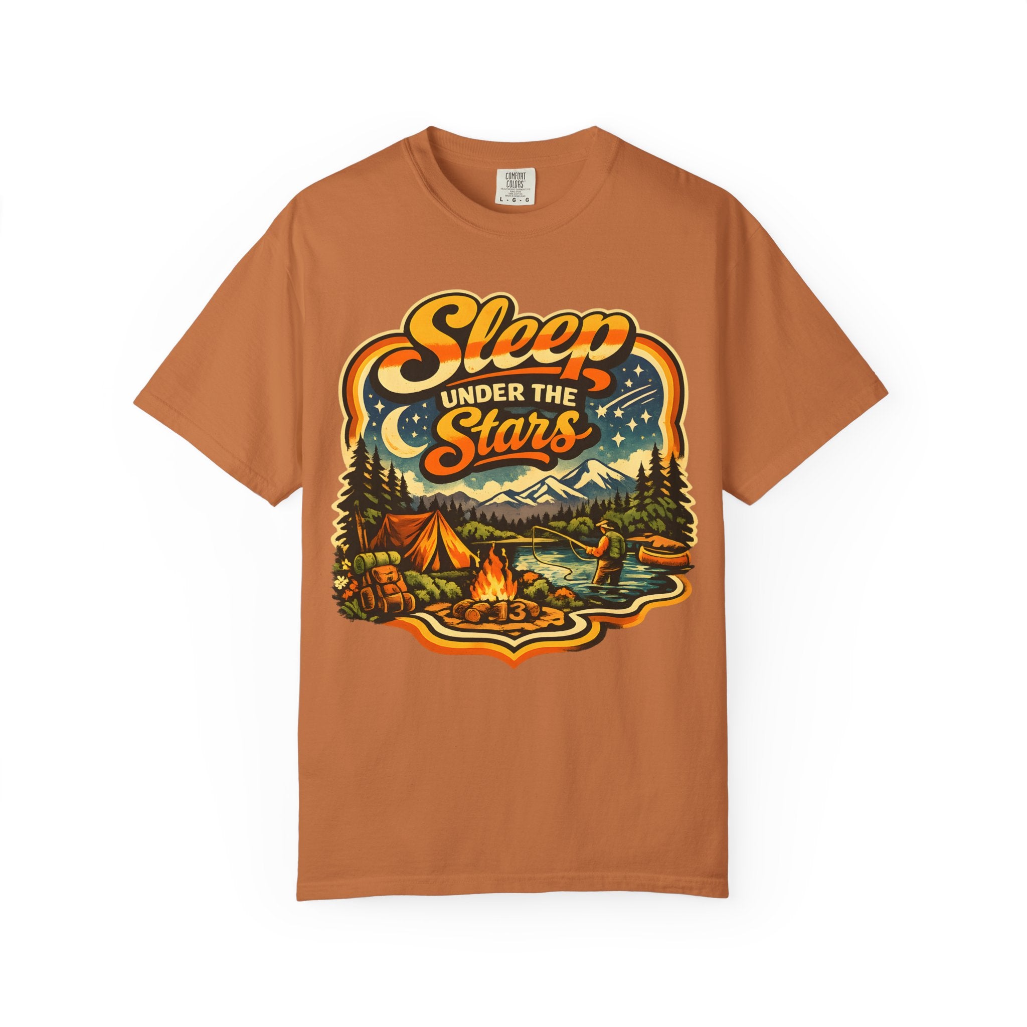 Sleep Under the Stars — Retro Camping and Fishing Tee