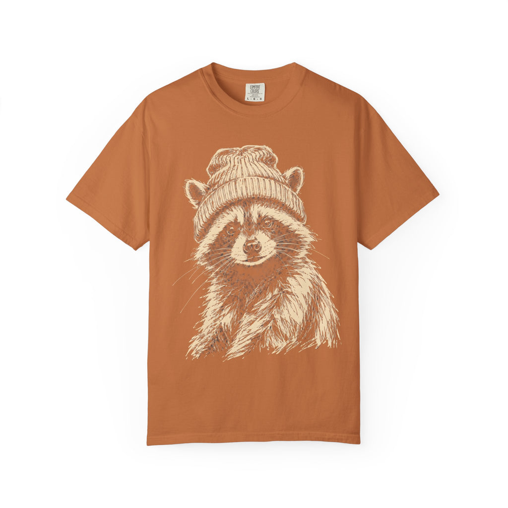 Raccoon in a Beanie — Vintage Sketch Wildlife Outdoor Tee