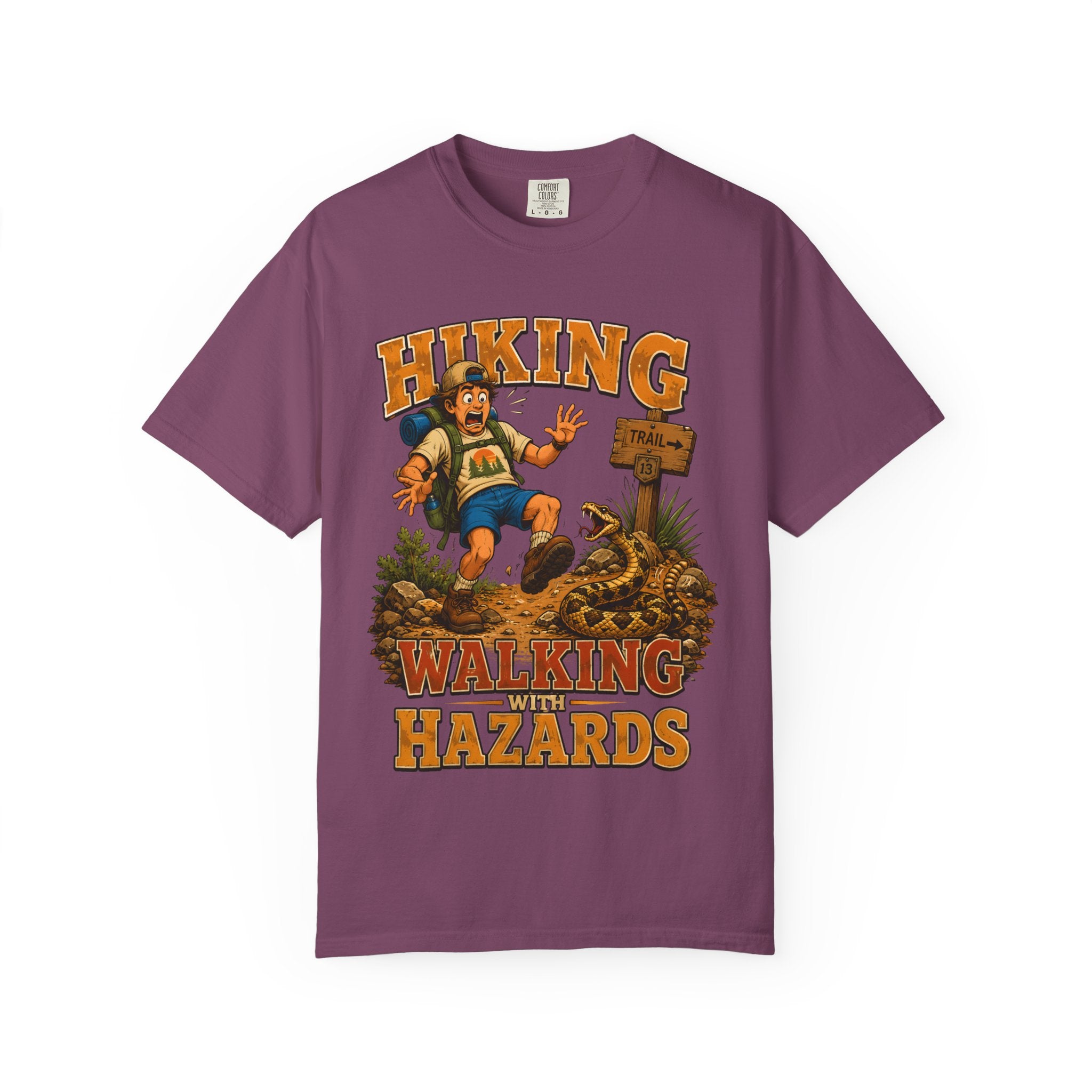 Hiking Walking With Hazards — Funny Rattlesnake Trail Tee