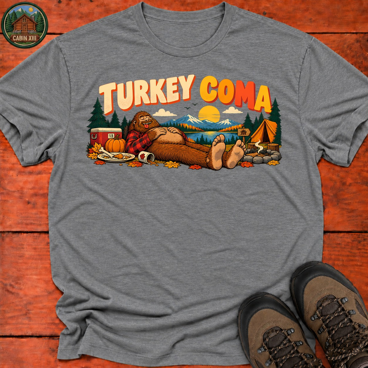 Thanksgiving Turkey Coma T-Shirt — Graphite Heather