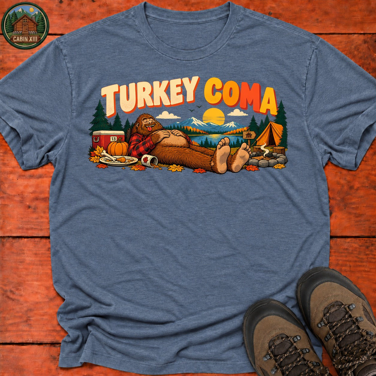Thanksgiving Turkey Coma T-Shirt — Heather Indigo