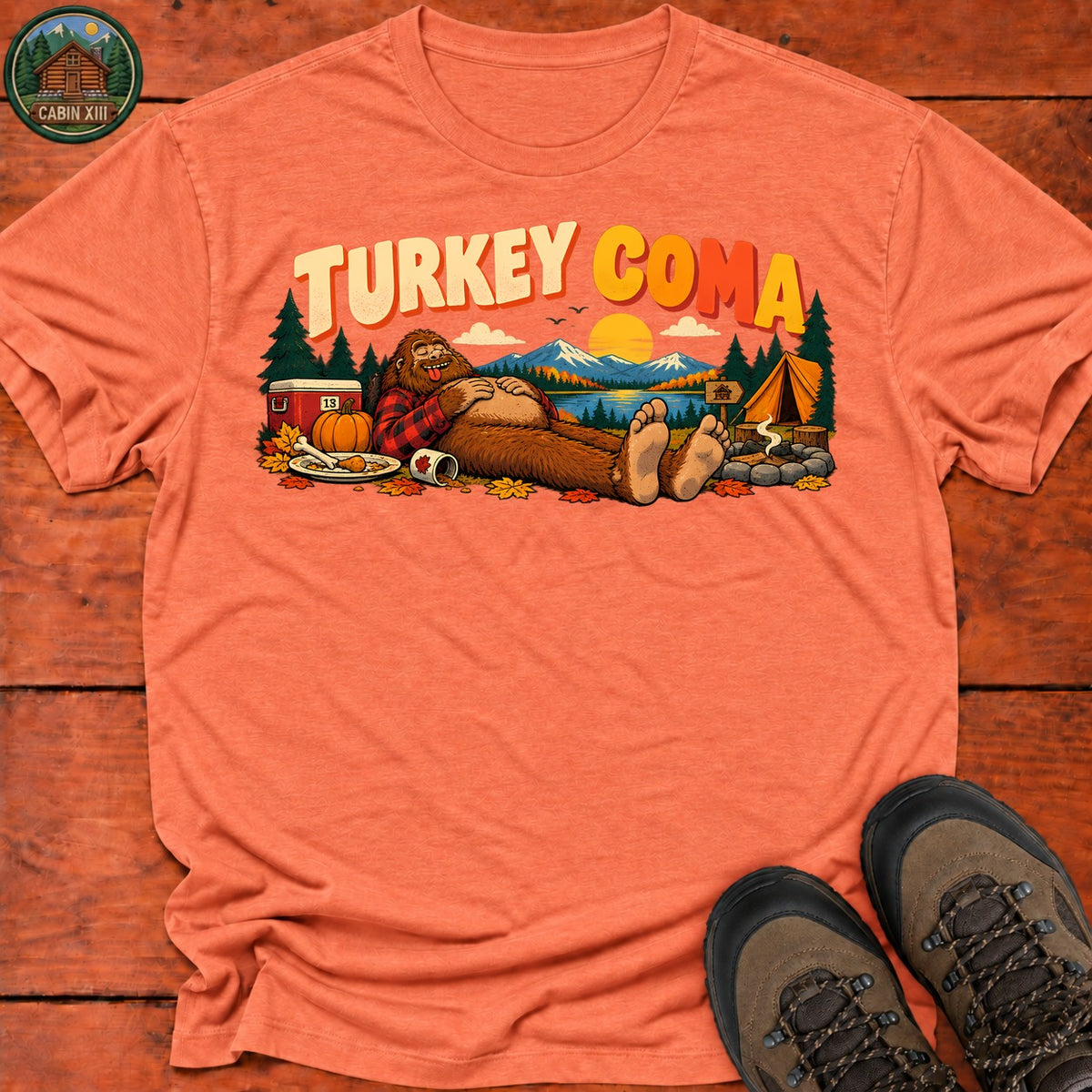Thanksgiving Turkey Coma T-Shirt — Heather Orange