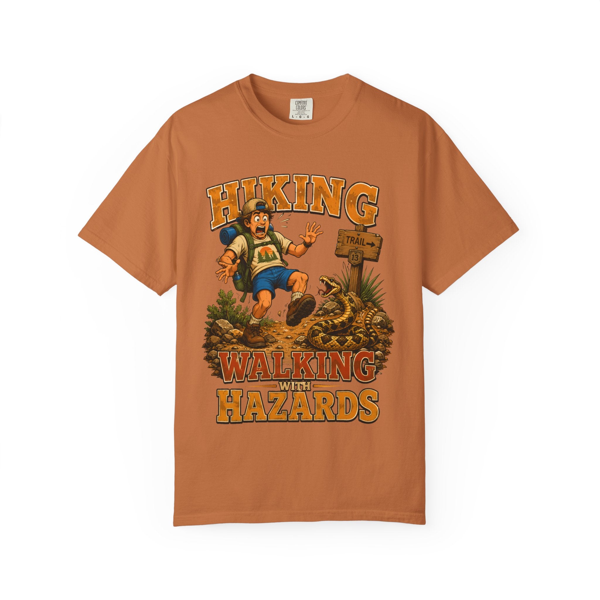 Hiking Walking With Hazards — Funny Rattlesnake Trail Tee
