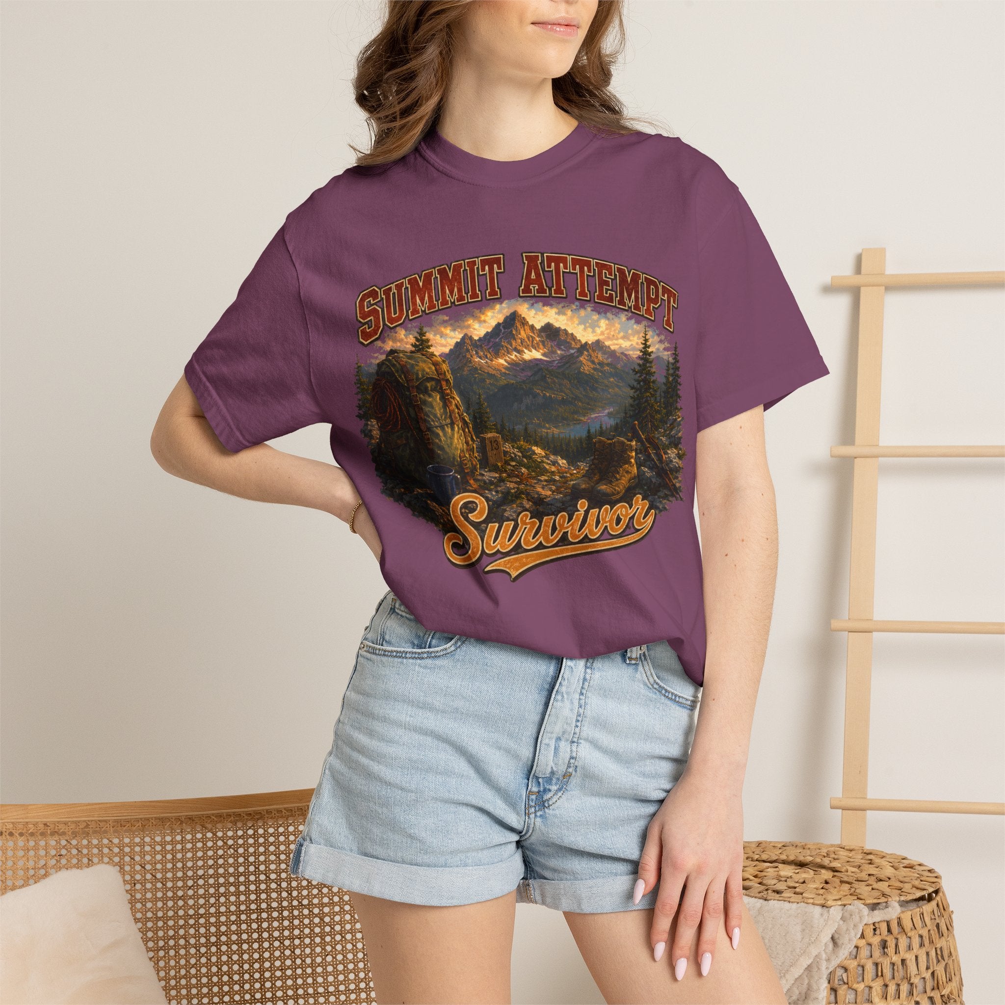 Summit Attempt Survivor Mostly Voluntary — Funny Hiking Tee