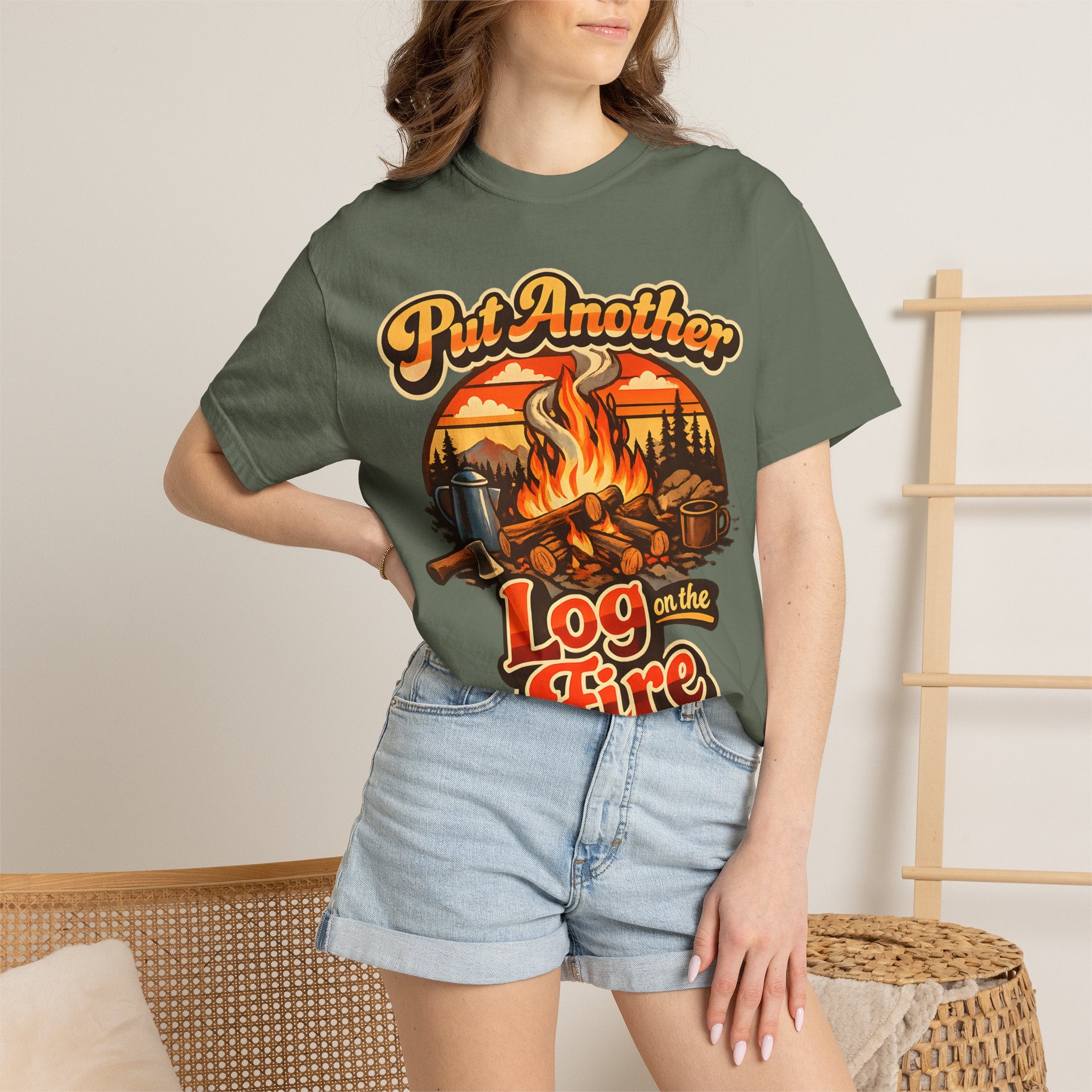 Put Another Log on the Fire — Retro Campfire Tee