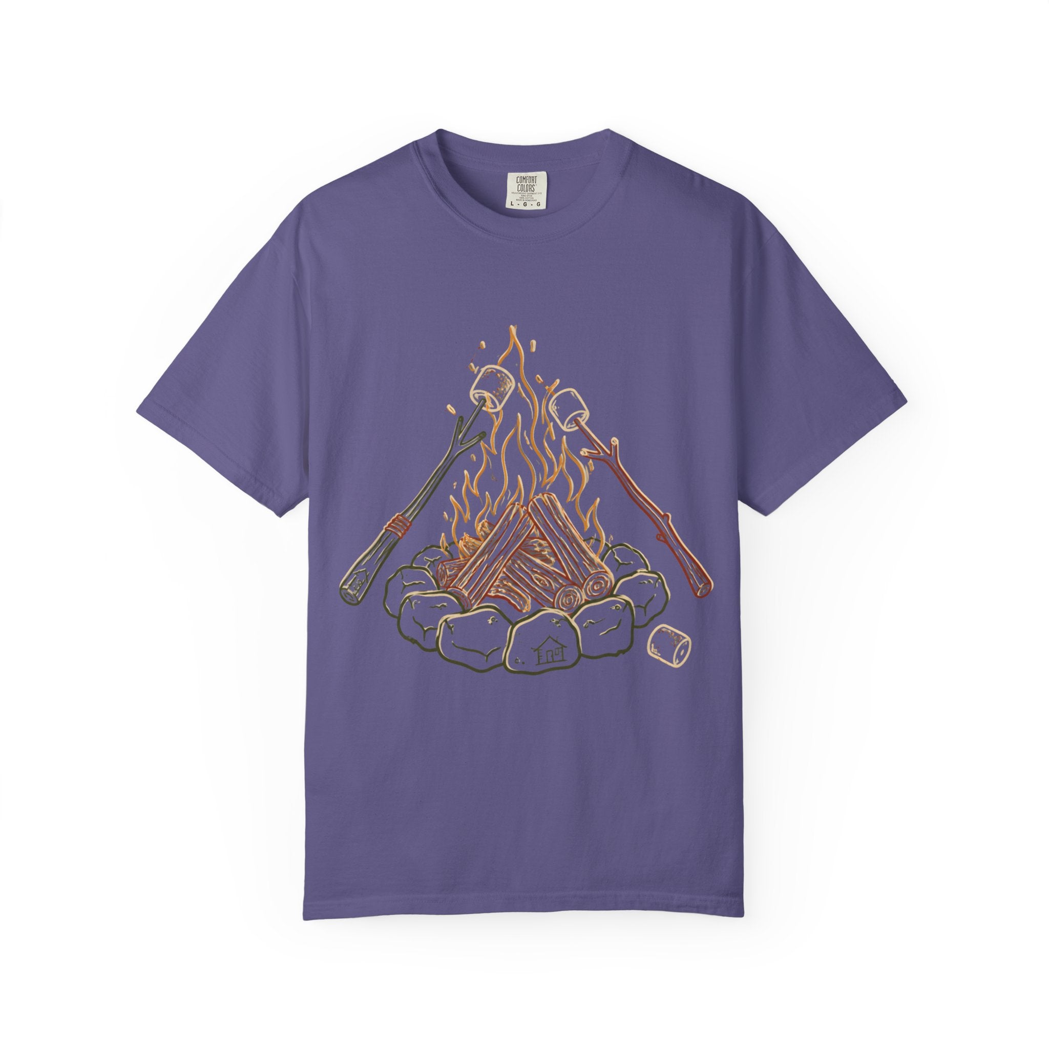 Roasing Marshmallows Line Art T-Shirt