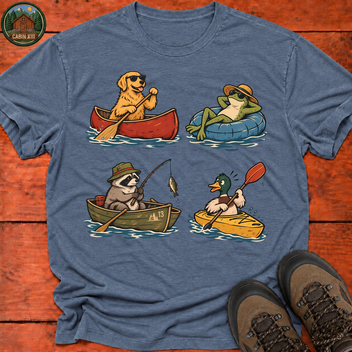 Four Boats T-Shirt — Heather Indigo