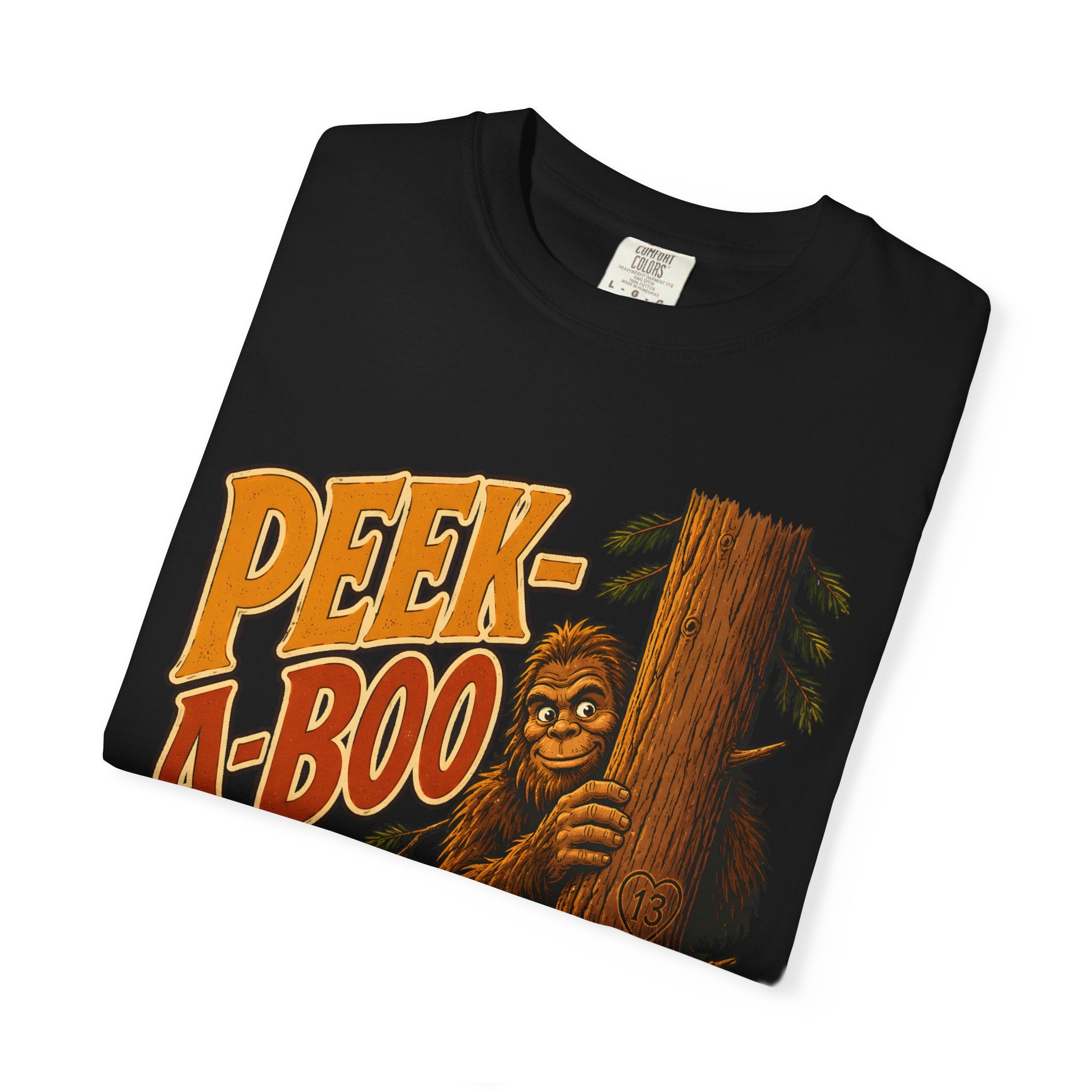 Peek-A-Boo Bigfoot — Funny Sasquatch Hiking Camping Tee