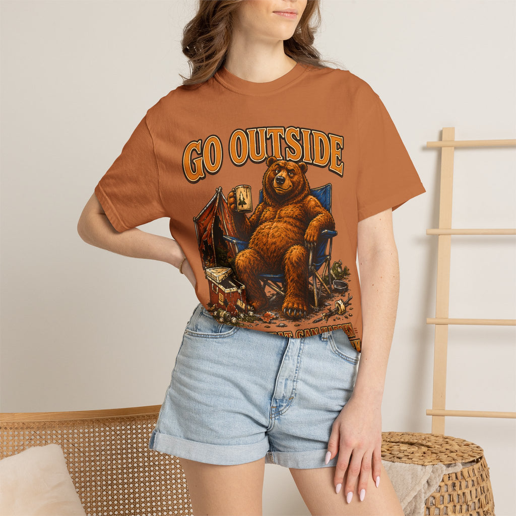 Go Outside Worst That Can Happen Is A Bear Attack Camp Tee