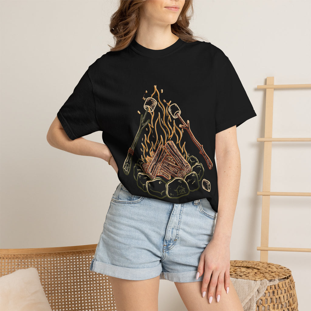 Roasing Marshmallows Line Art T-Shirt