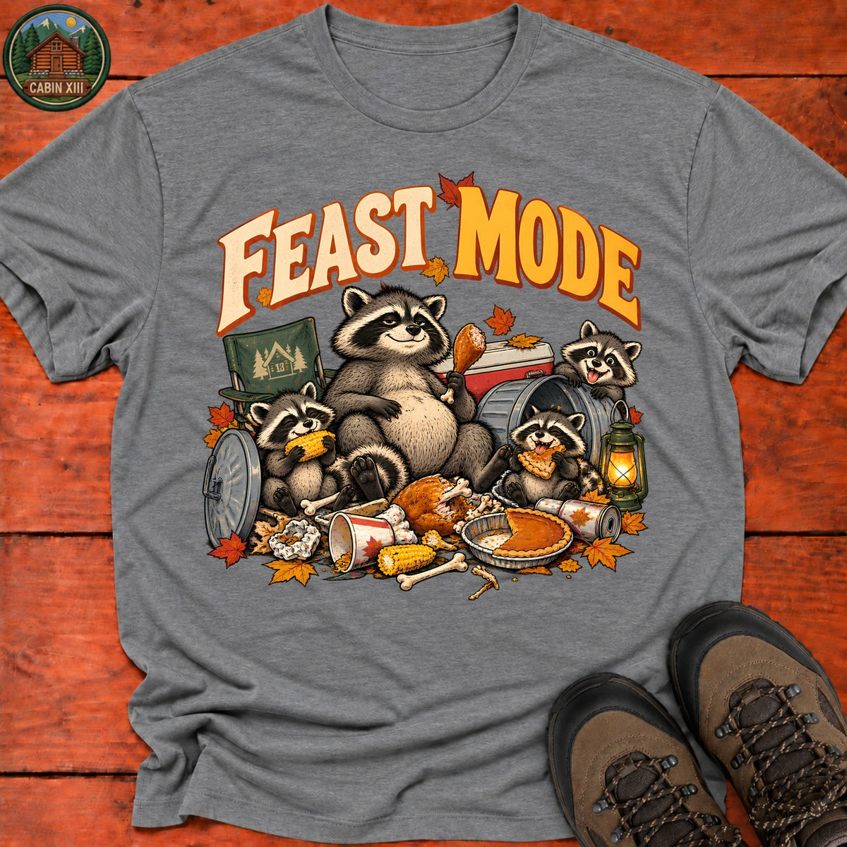 Thanksgiving Feast Mode T-Shirt — Graphite Heather