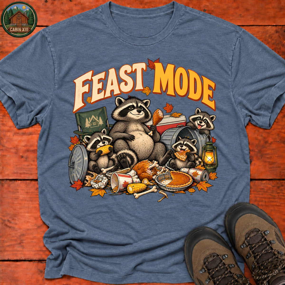 Thanksgiving Feast Mode T-Shirt — Heather Indigo