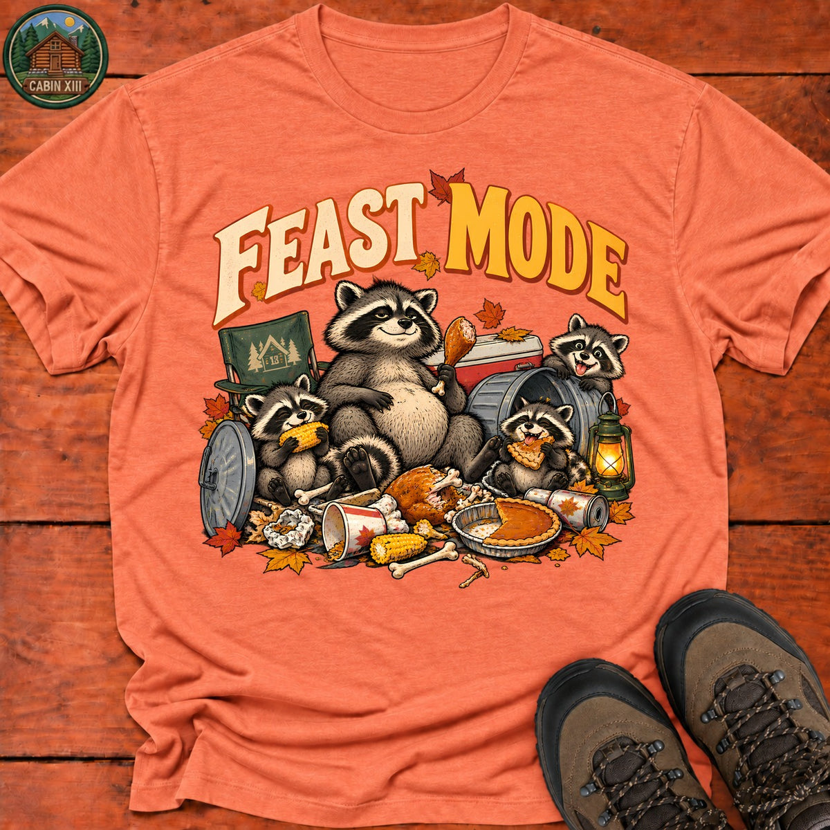 Thanksgiving Feast Mode T-Shirt — Heather Orange