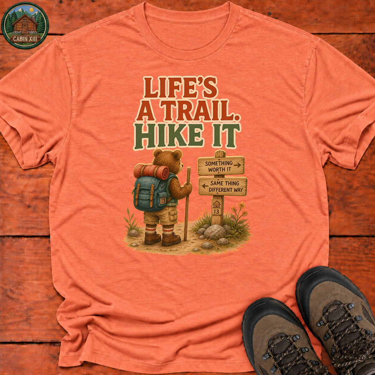 Life's A Trail T-Shirt — Heather Orange