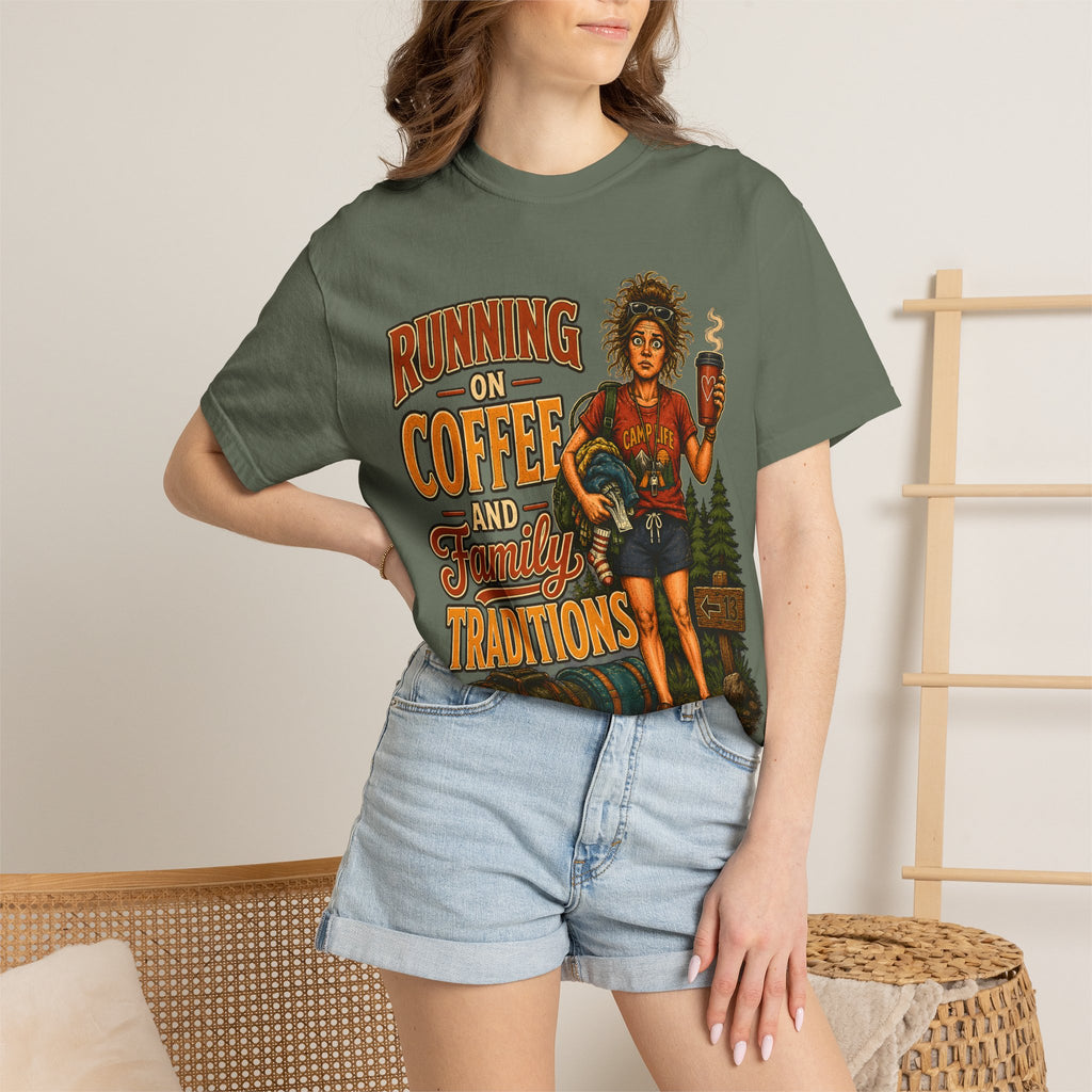 Running on Coffee and Family Traditions — Camping Humor Tee
