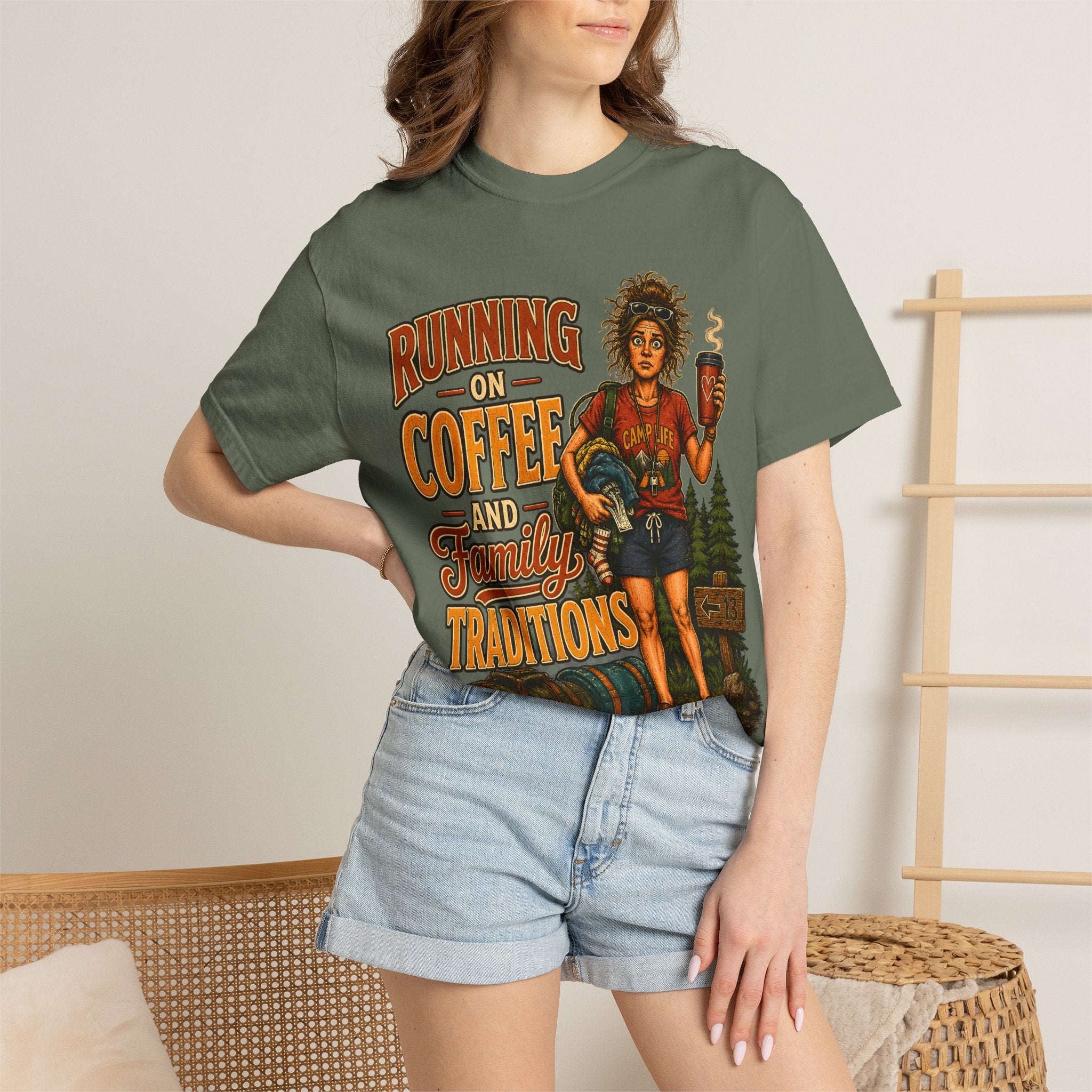 Running on Coffee and Family Traditions — Camping Humor Tee