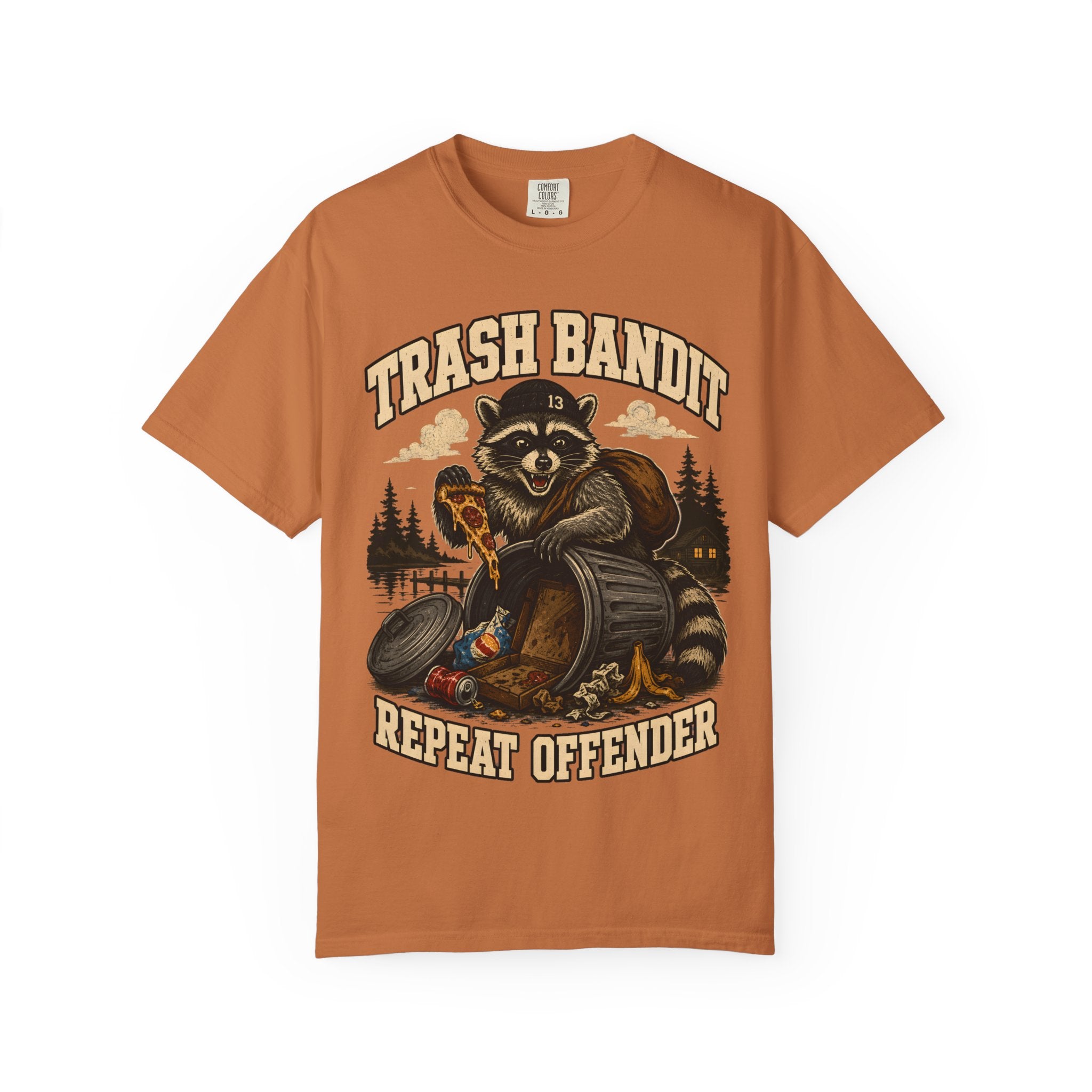 Trash Bandit Repeat Offender — Funny Raccoon Camping Tee