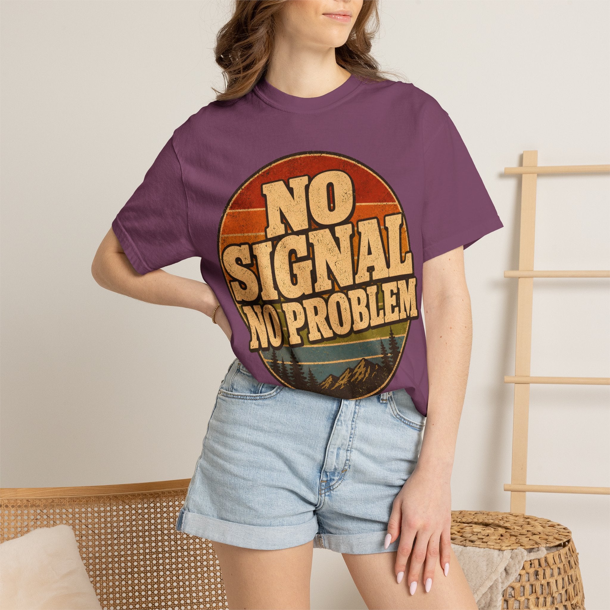 No Signal No Problem — Retro Outdoor Camping Tee