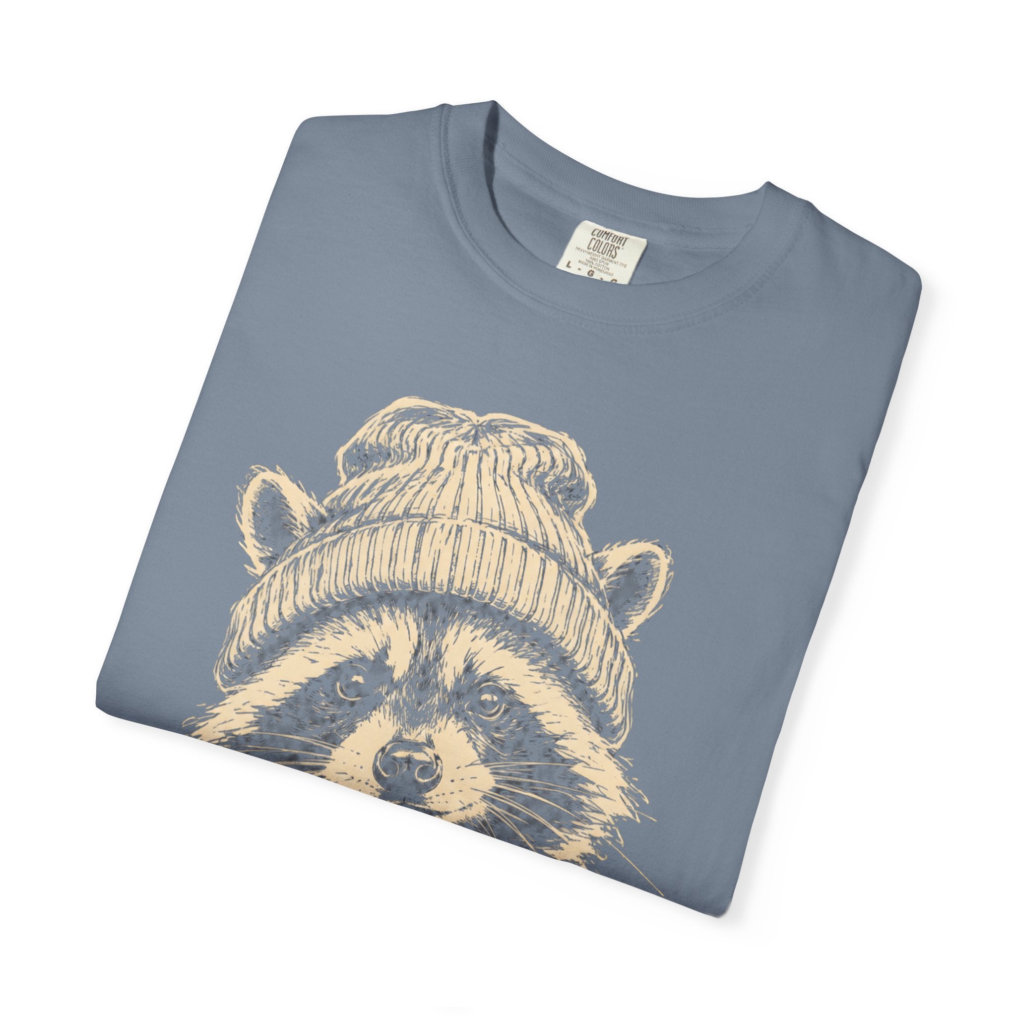 Raccoon in a Beanie — Vintage Sketch Wildlife Outdoor Tee