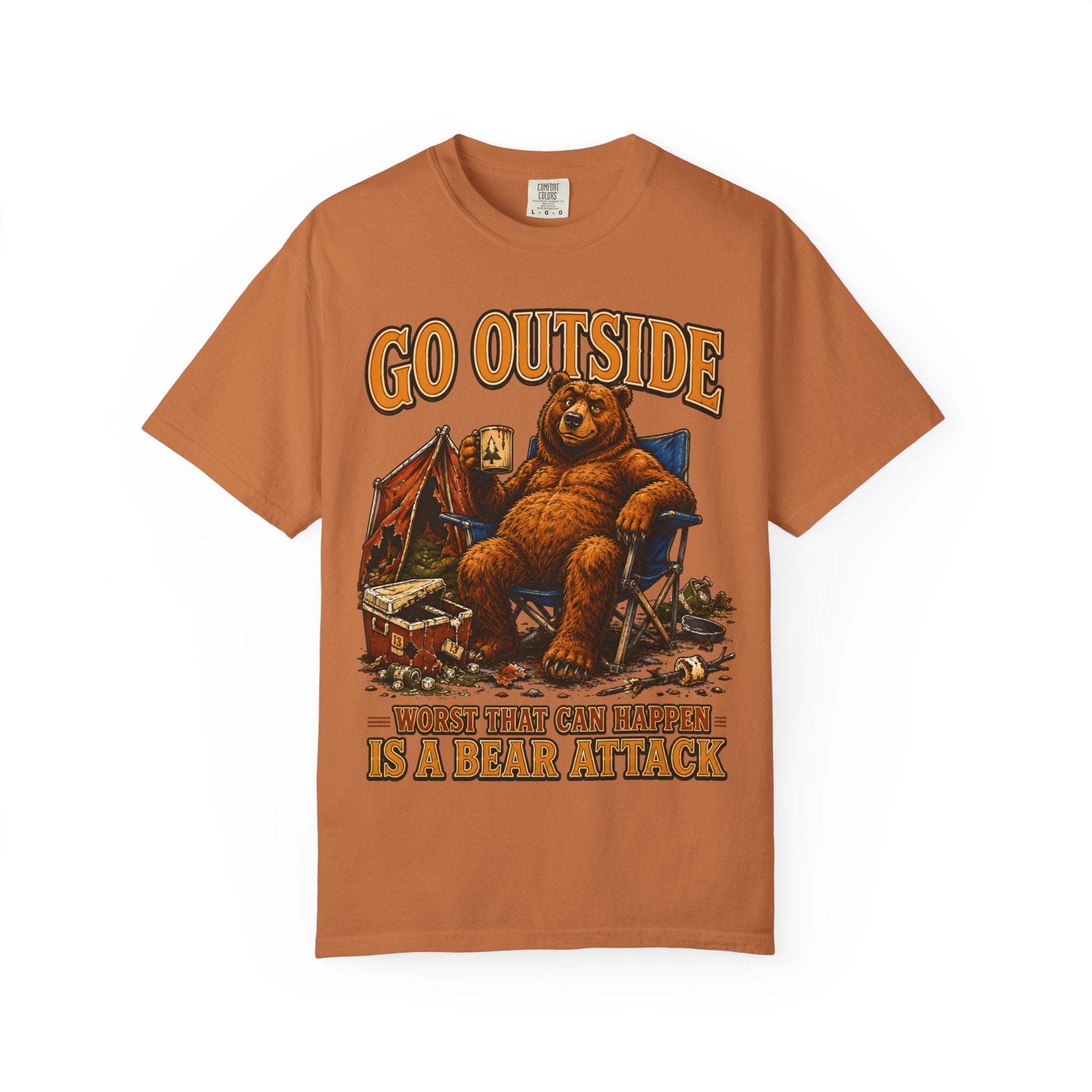 Go Outside Worst That Can Happen Is A Bear Attack Camp Tee