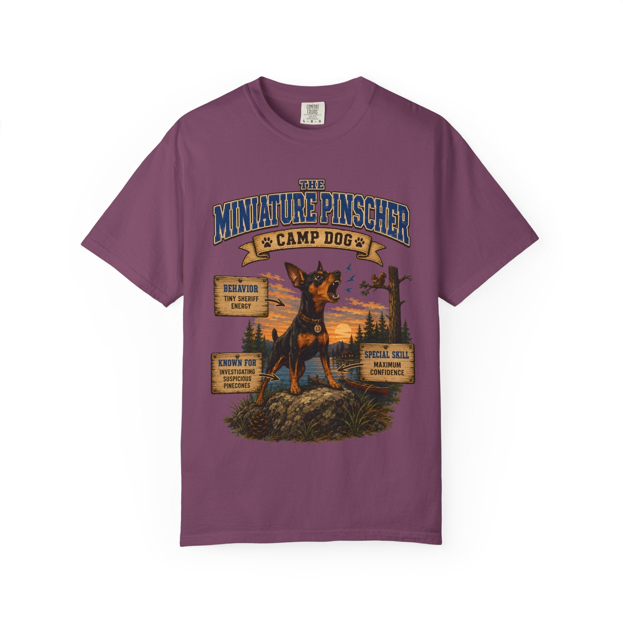 Miniature Pinscher Camp Dog - Tiny Sheriff Energy Tee