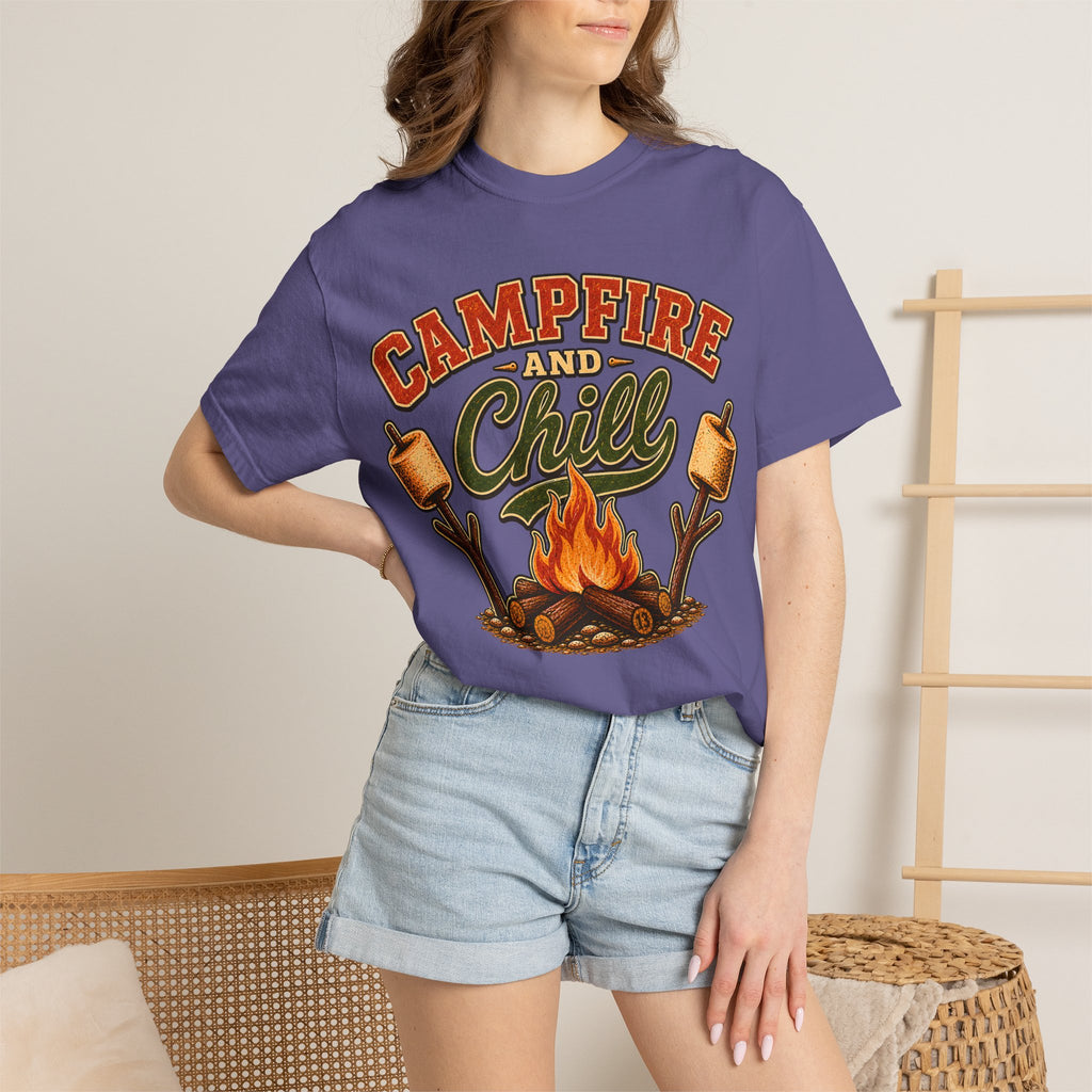 Campfire and Chill — Vintage Camping Marshmallow Humor Tee