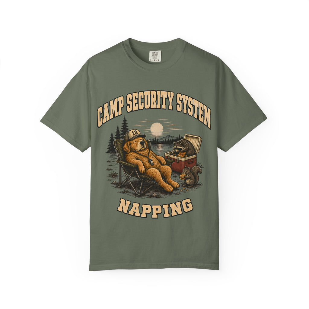 Camp Security System Napping — Funny Camping Dog Tee