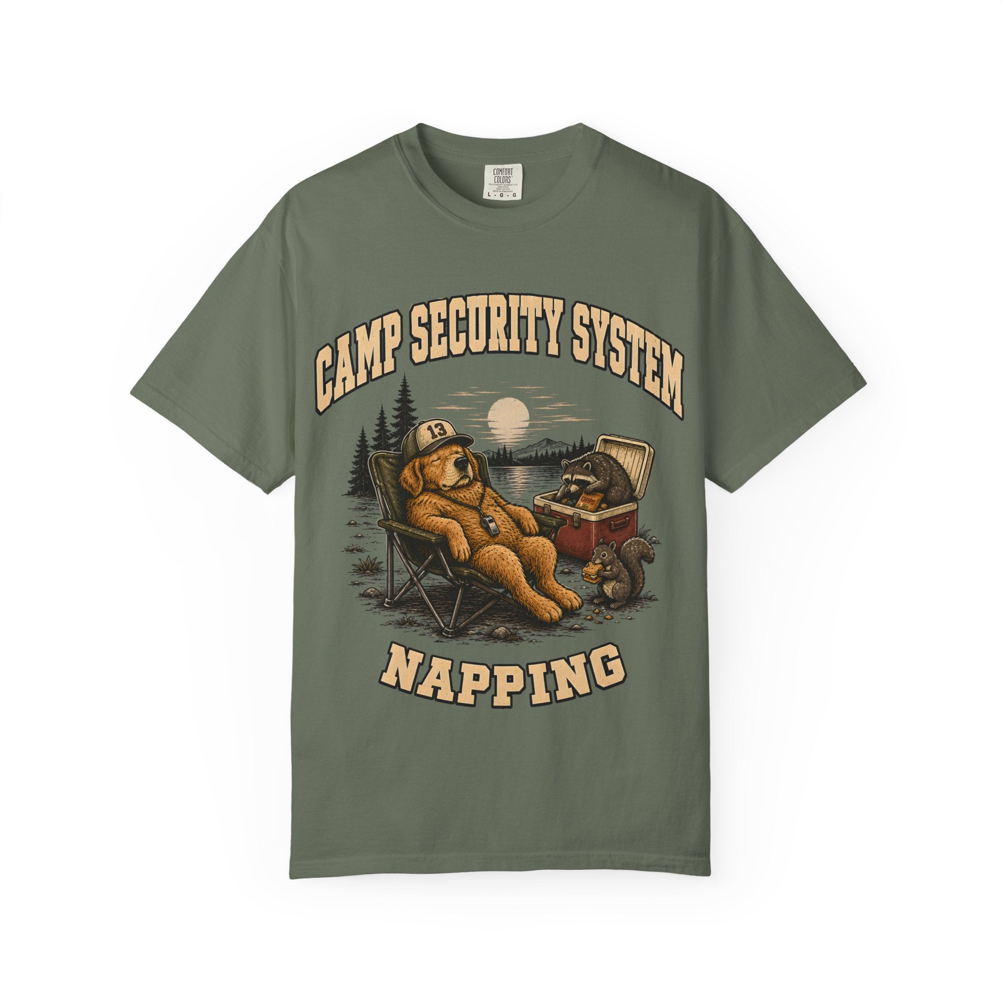 Camp Security System Napping — Funny Camping Dog Tee