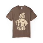 Dog and Squirrel — Vintage Sketch Outdoor Dog Tee