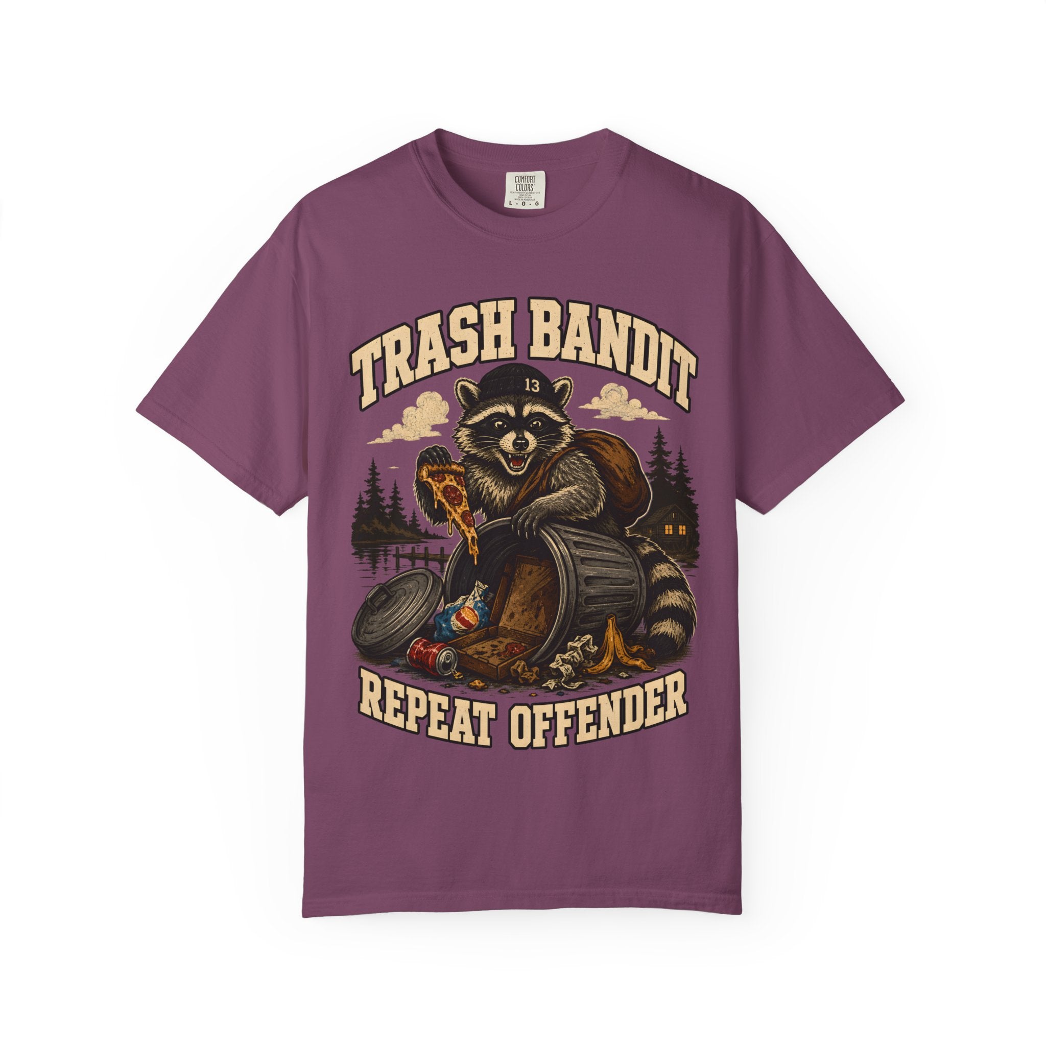 Trash Bandit Repeat Offender — Funny Raccoon Camping Tee
