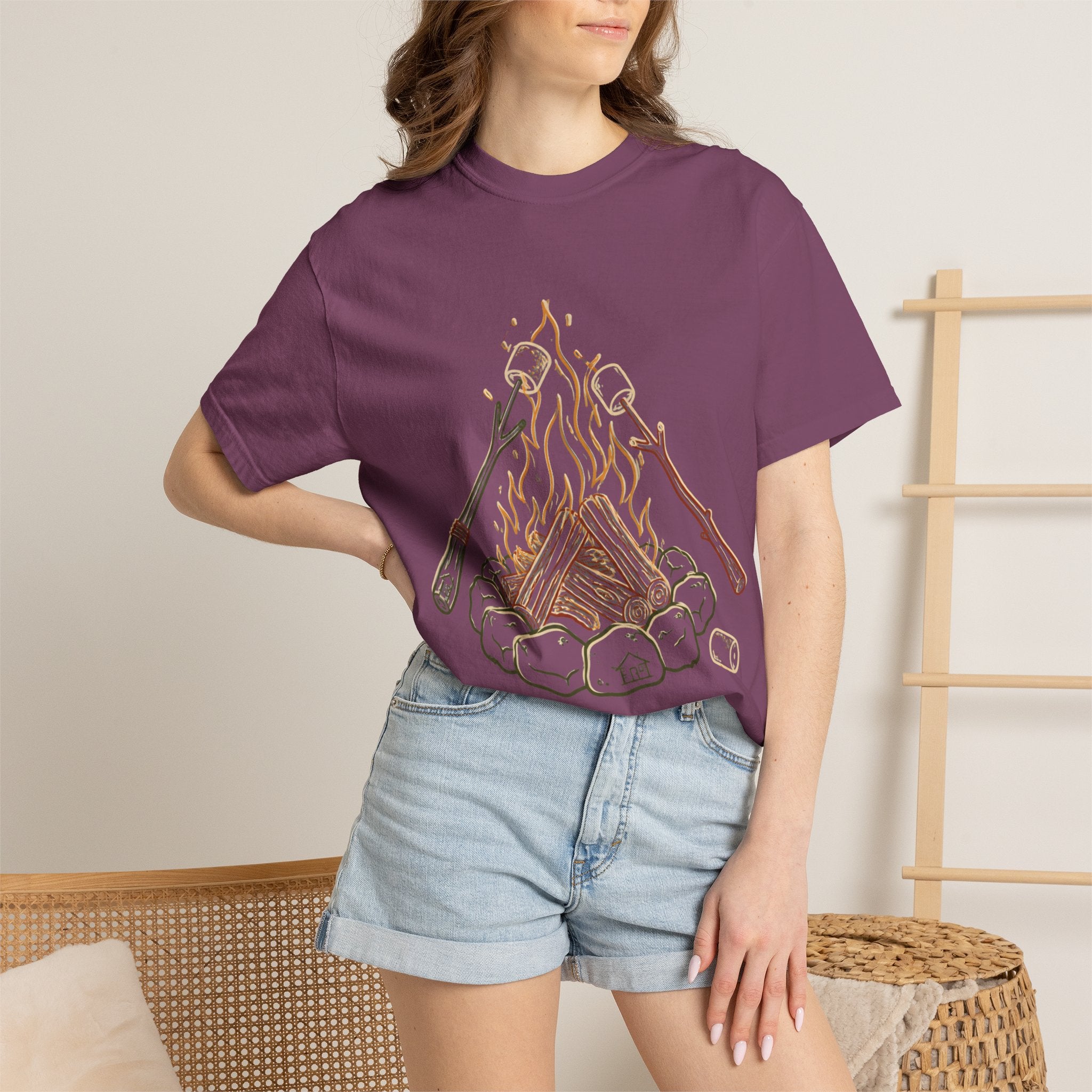 Roasing Marshmallows Line Art T-Shirt
