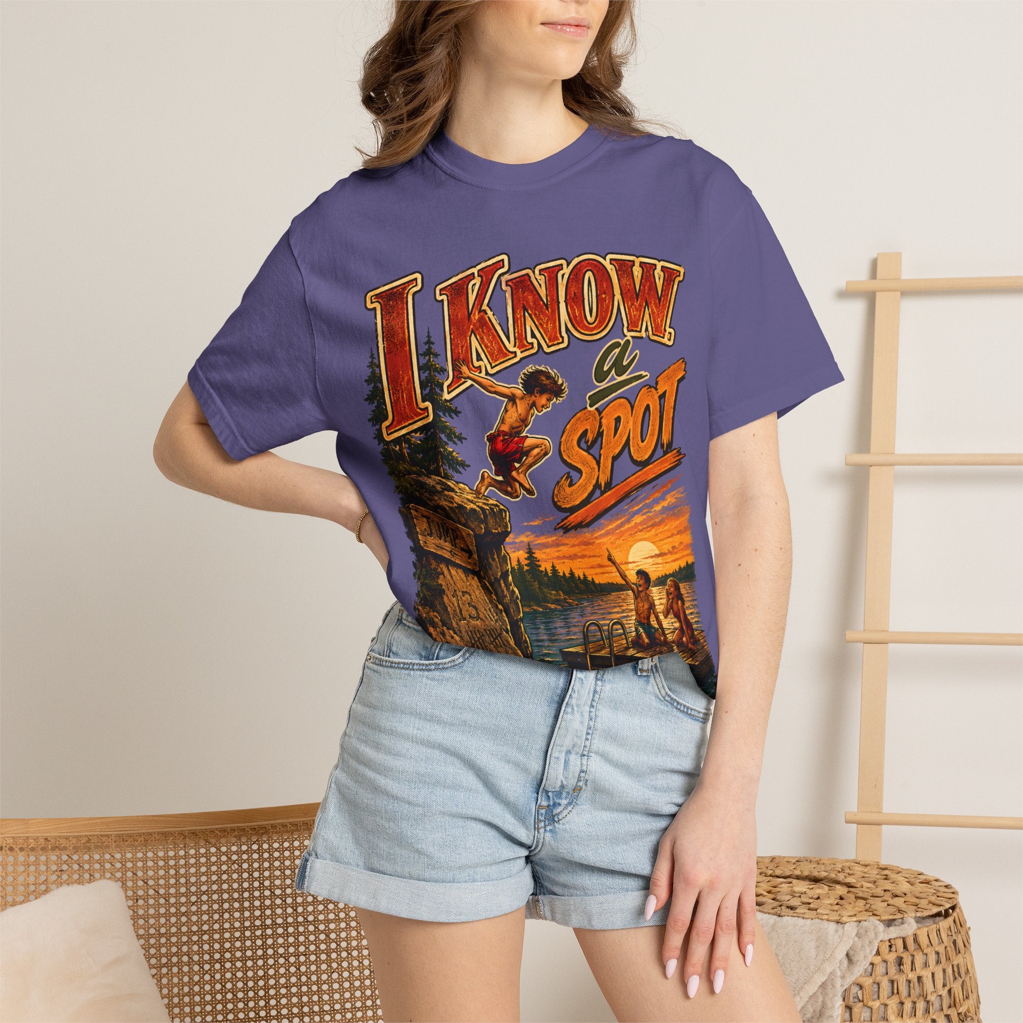 I Know a Spot — Vintage Lake Jumping Summer Camping Tee