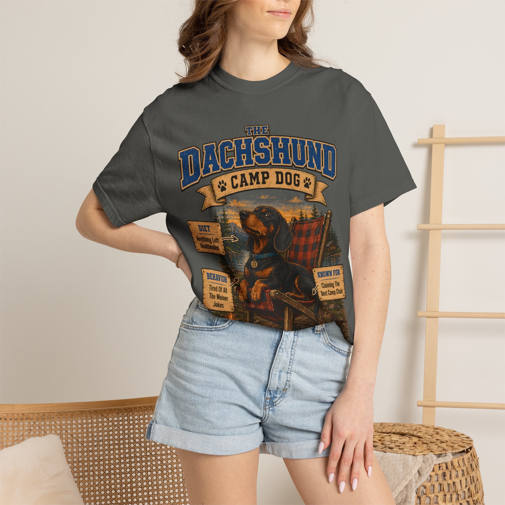 Dachshund Camp Dog - Tired Of All The Weiner Jokes Tee