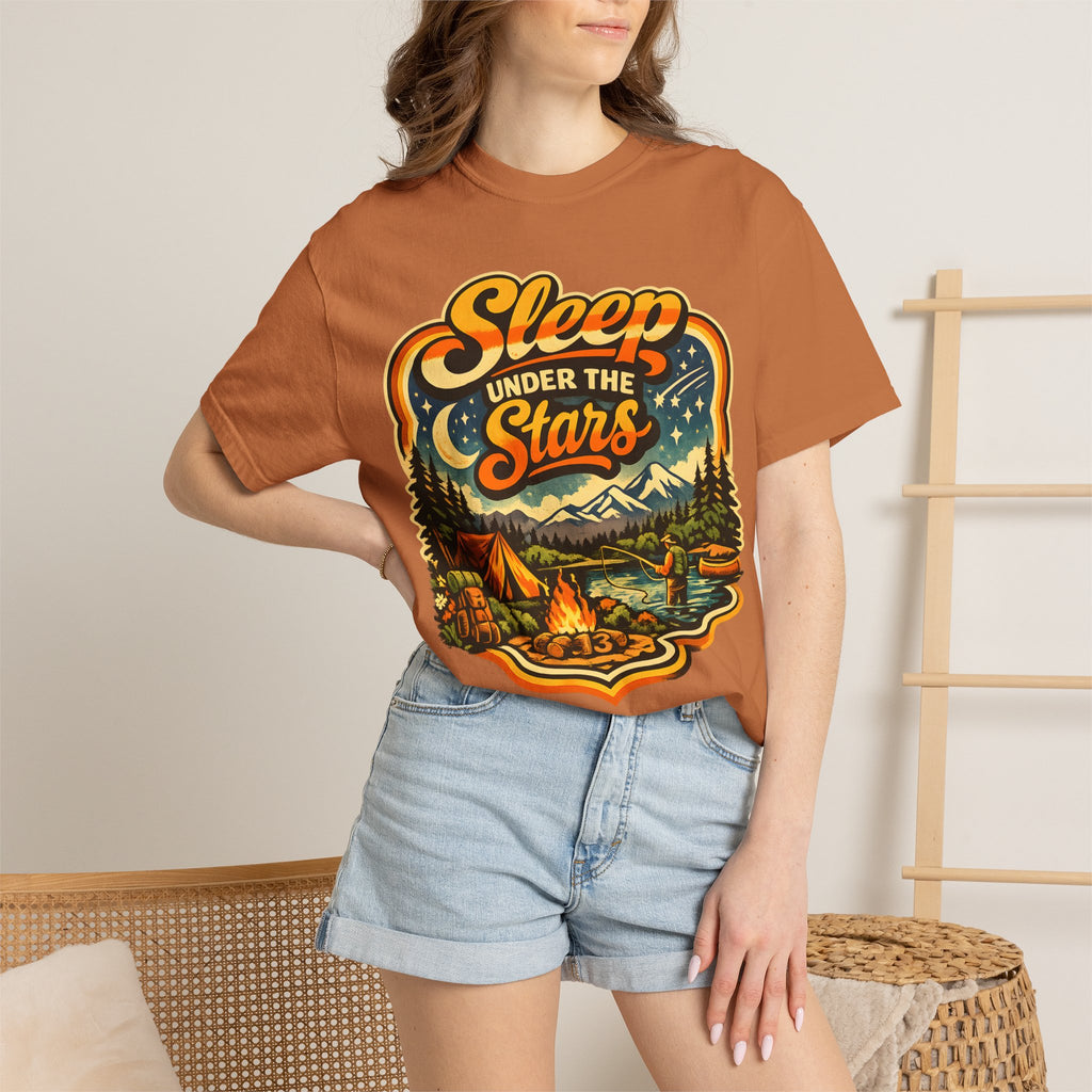 Sleep Under the Stars — Retro Camping and Fishing Tee