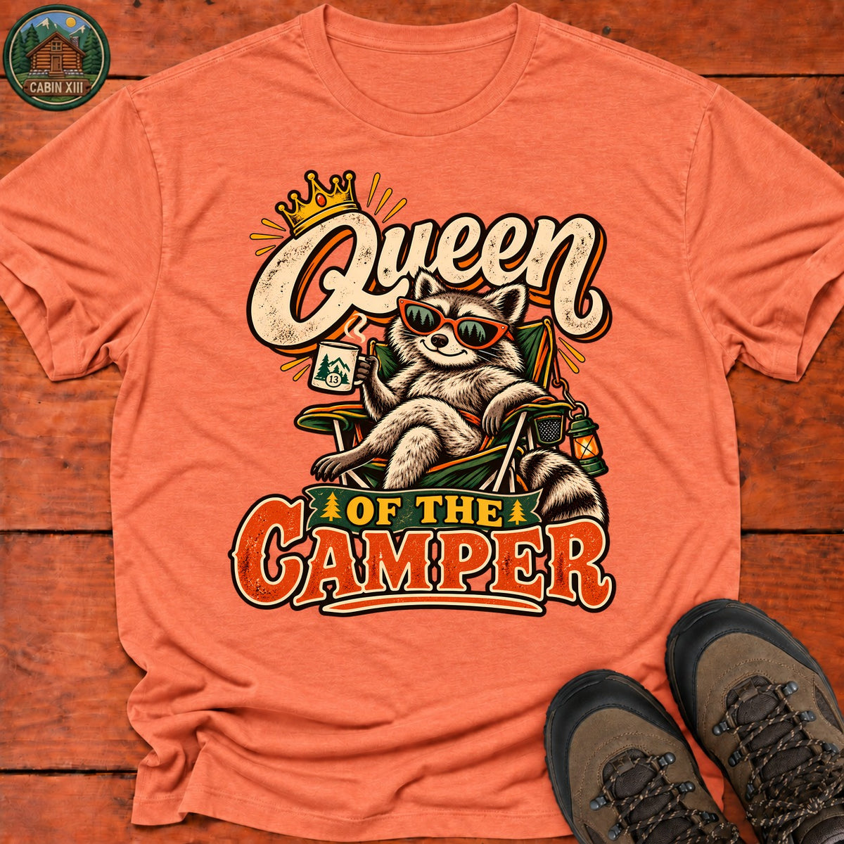 Queen Of The Camper V2 T-Shirt — Heather Orange